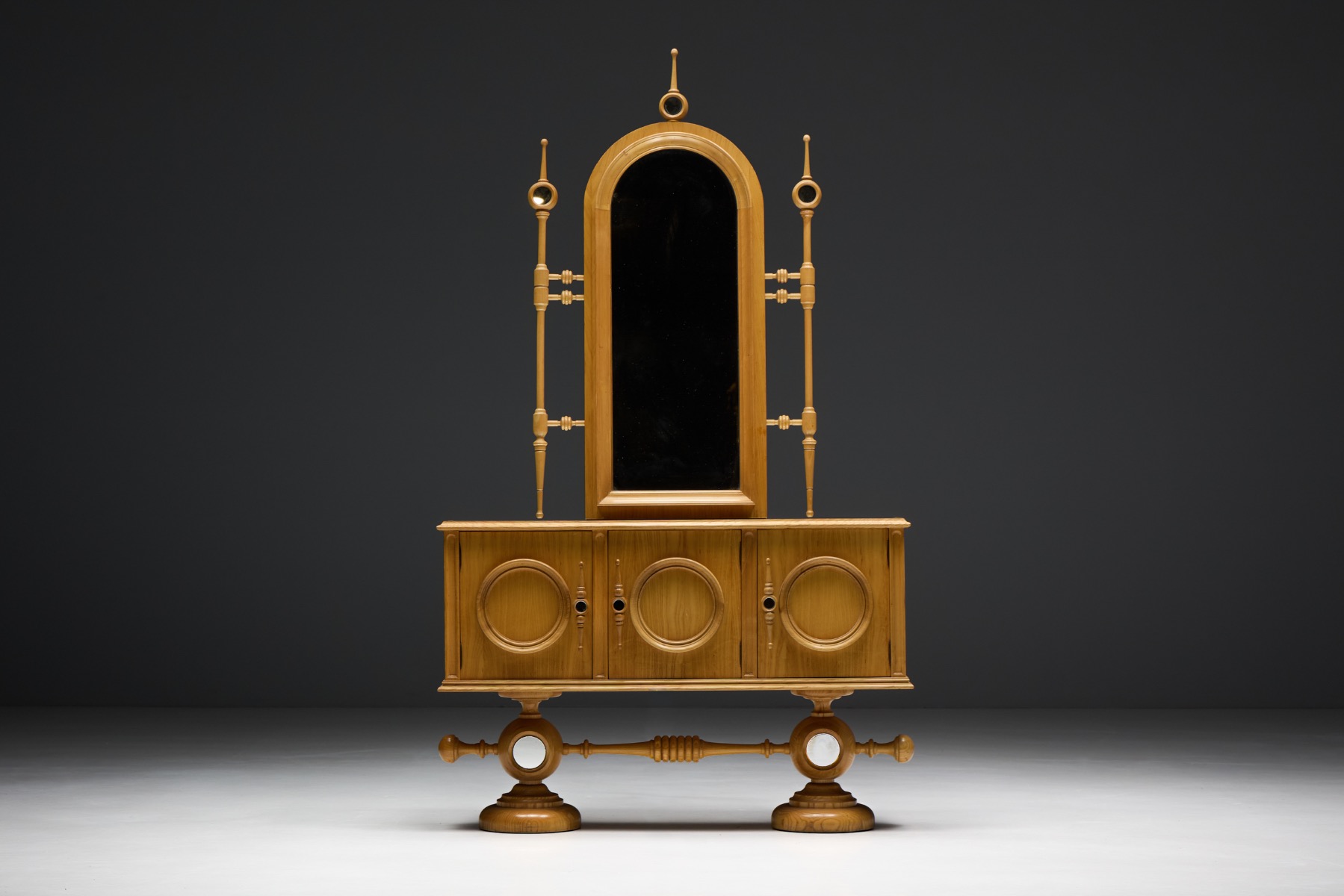 Arched architectural mirror with balanced proportions, France 1960s