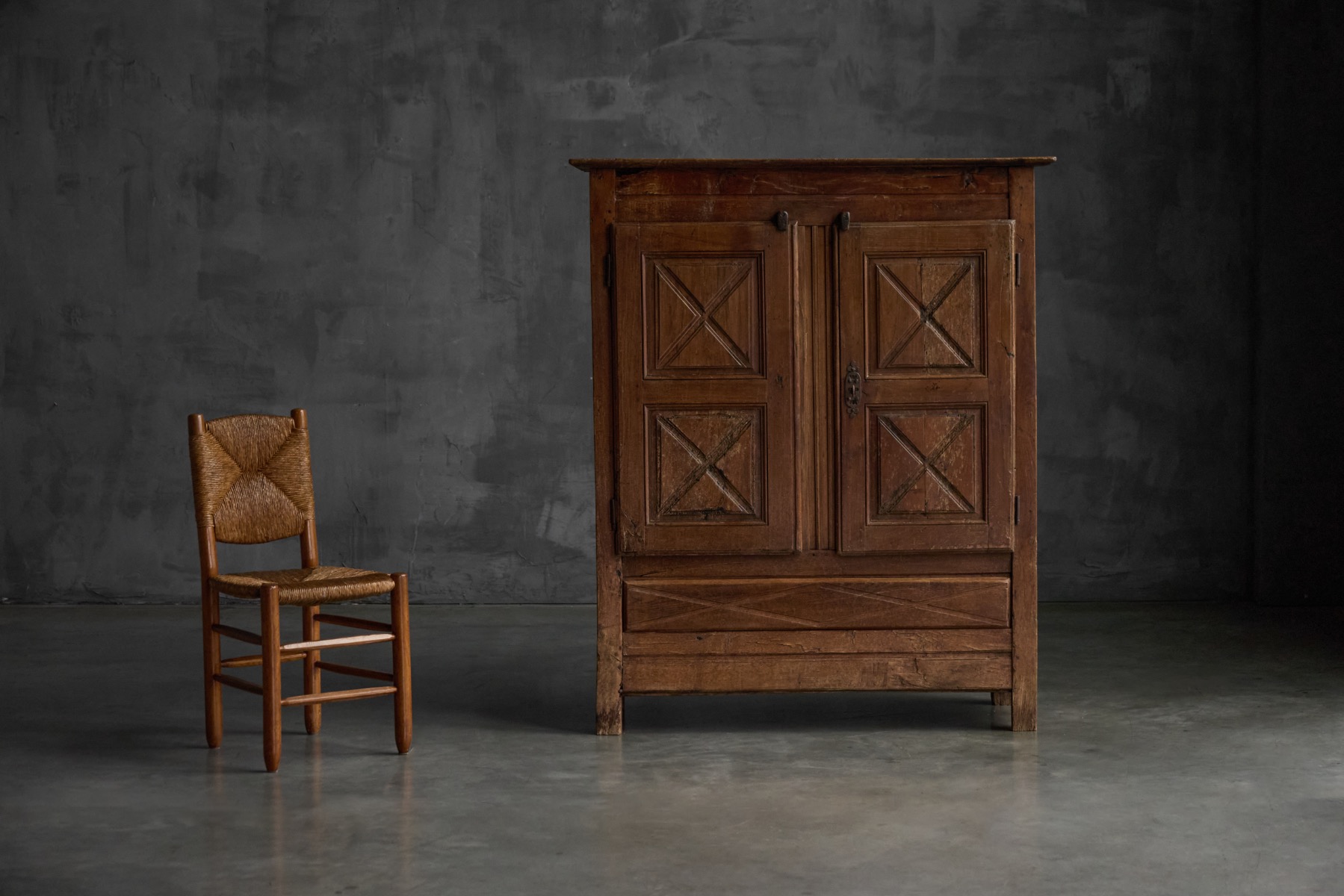 Alpine vernacular cabinet in solid pine wood