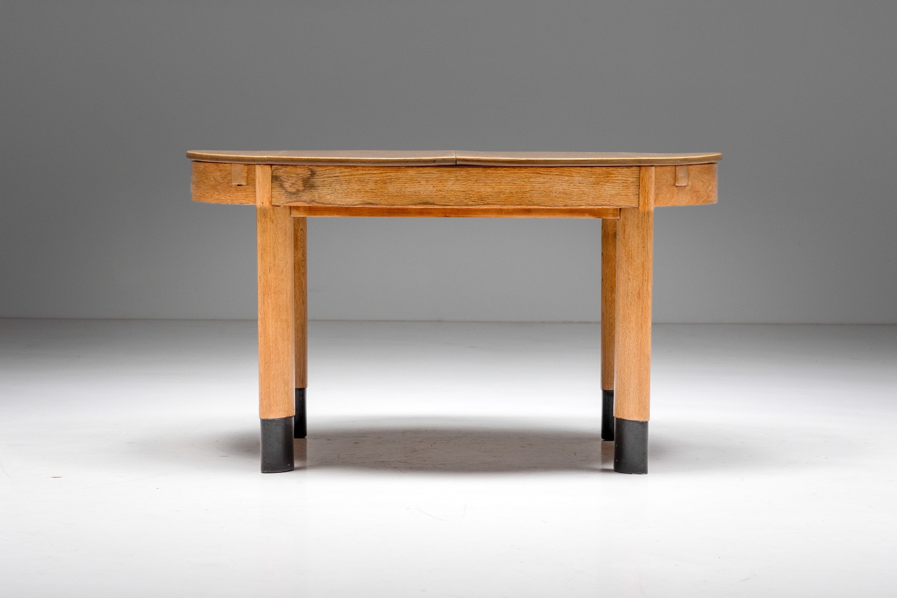 Antique Dutch oak dining table in rationalist style