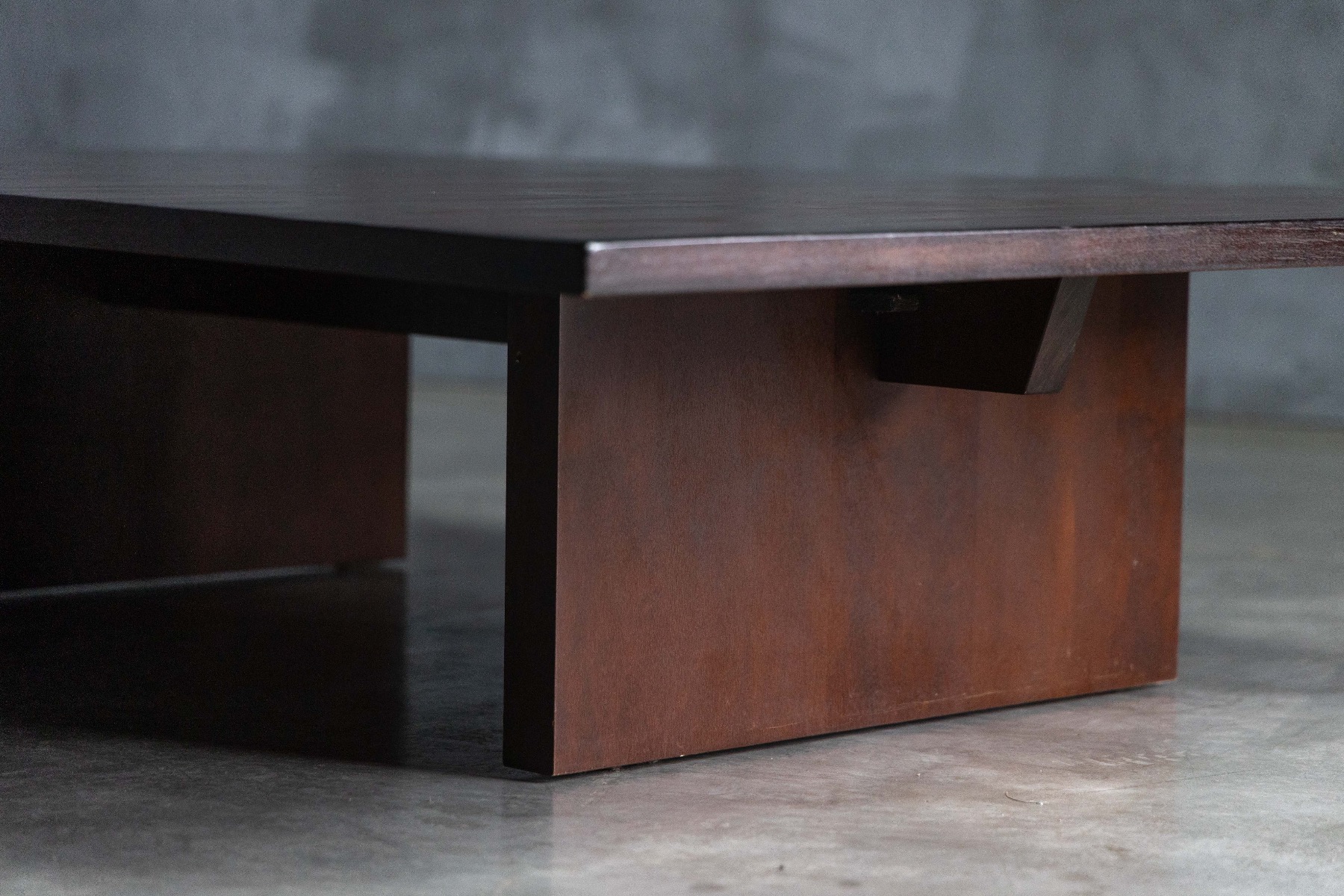 Architectural low coffee table with bold brutalist design