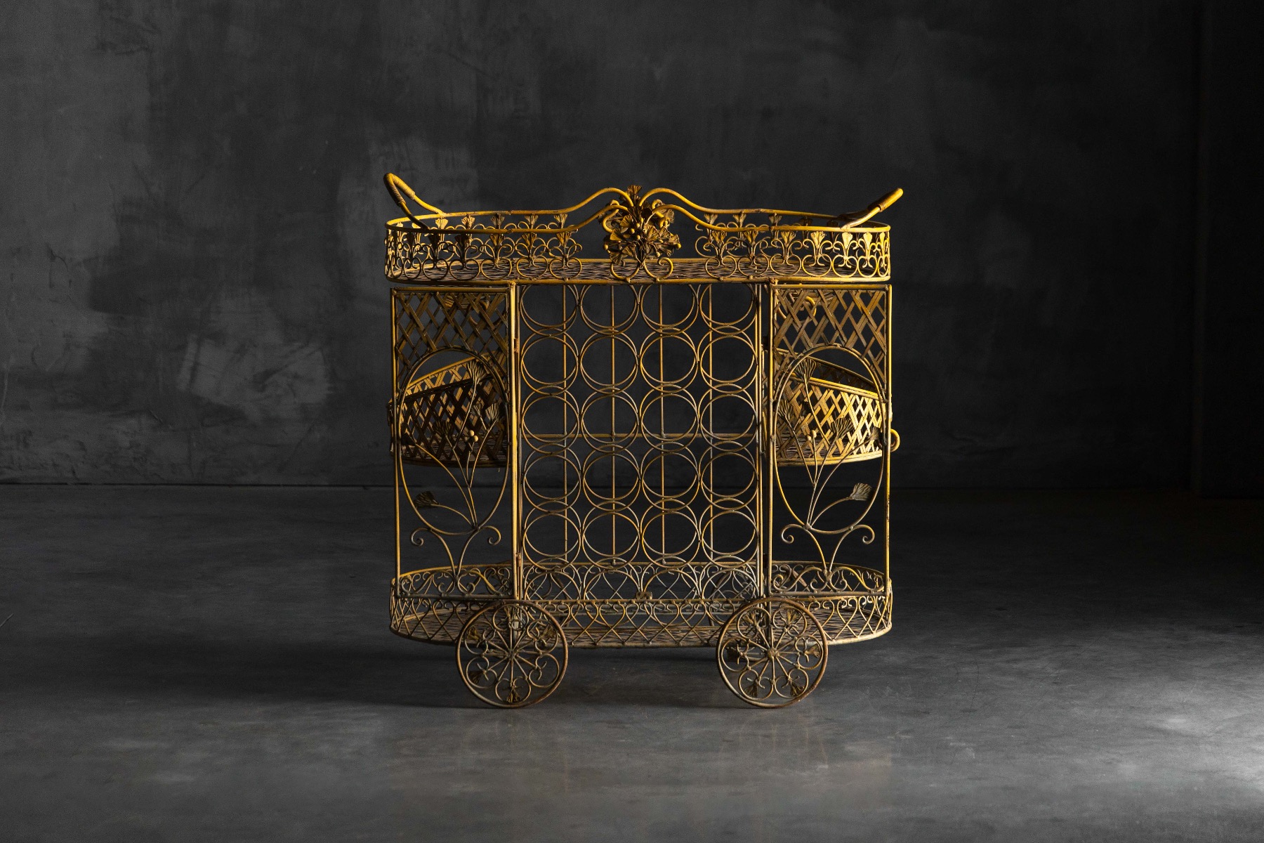 Cast iron serving cart reflecting early industrial craftsmanship