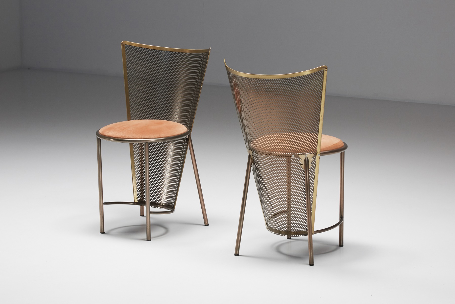 Designer brass chairs by Frans van Praet Expo series