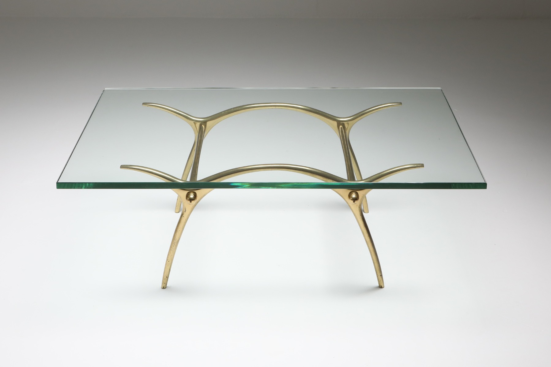 Designer bronze coffee table by Kouloufi from the 1970s