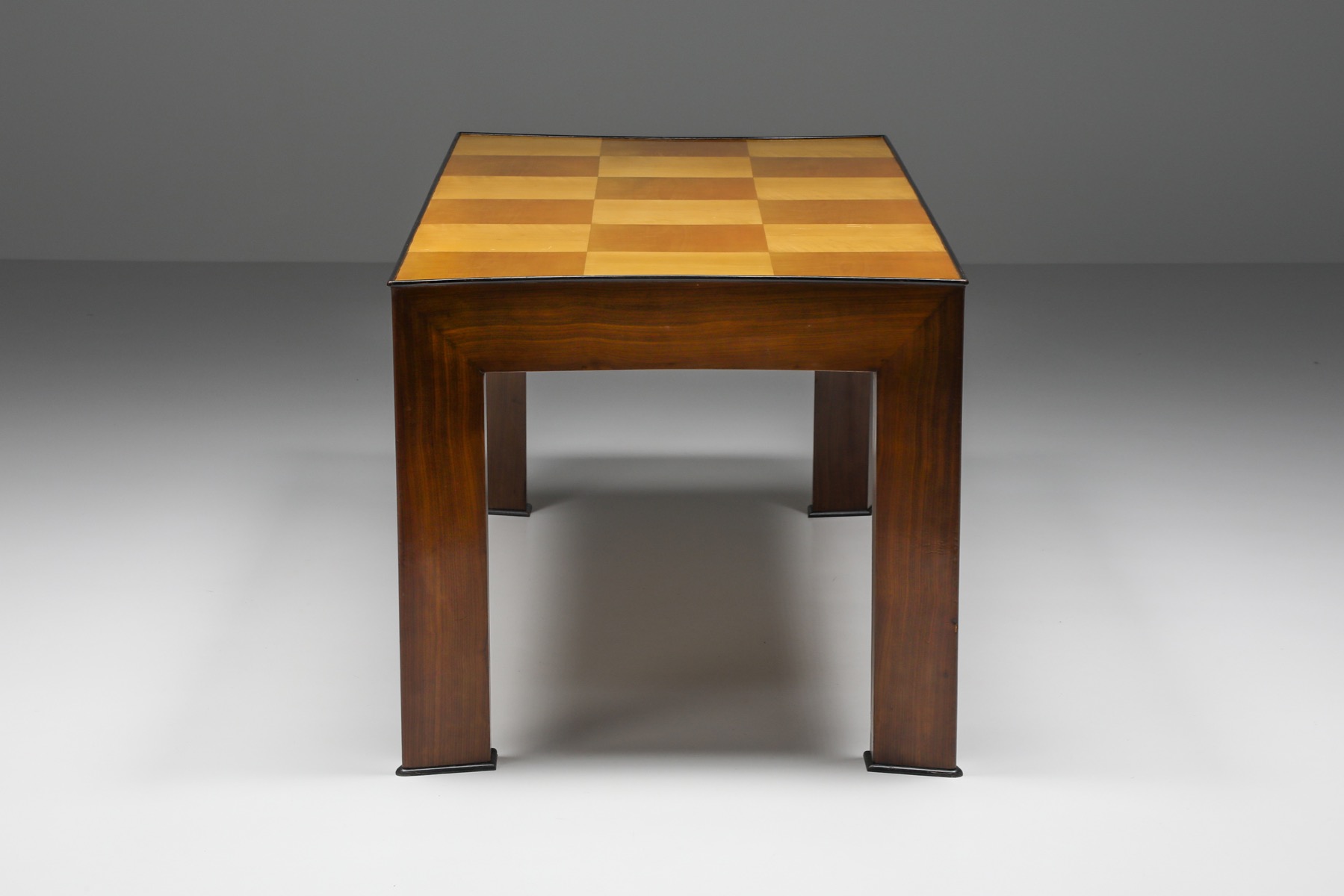 Designer concave dining table in art deco style from the 1970s