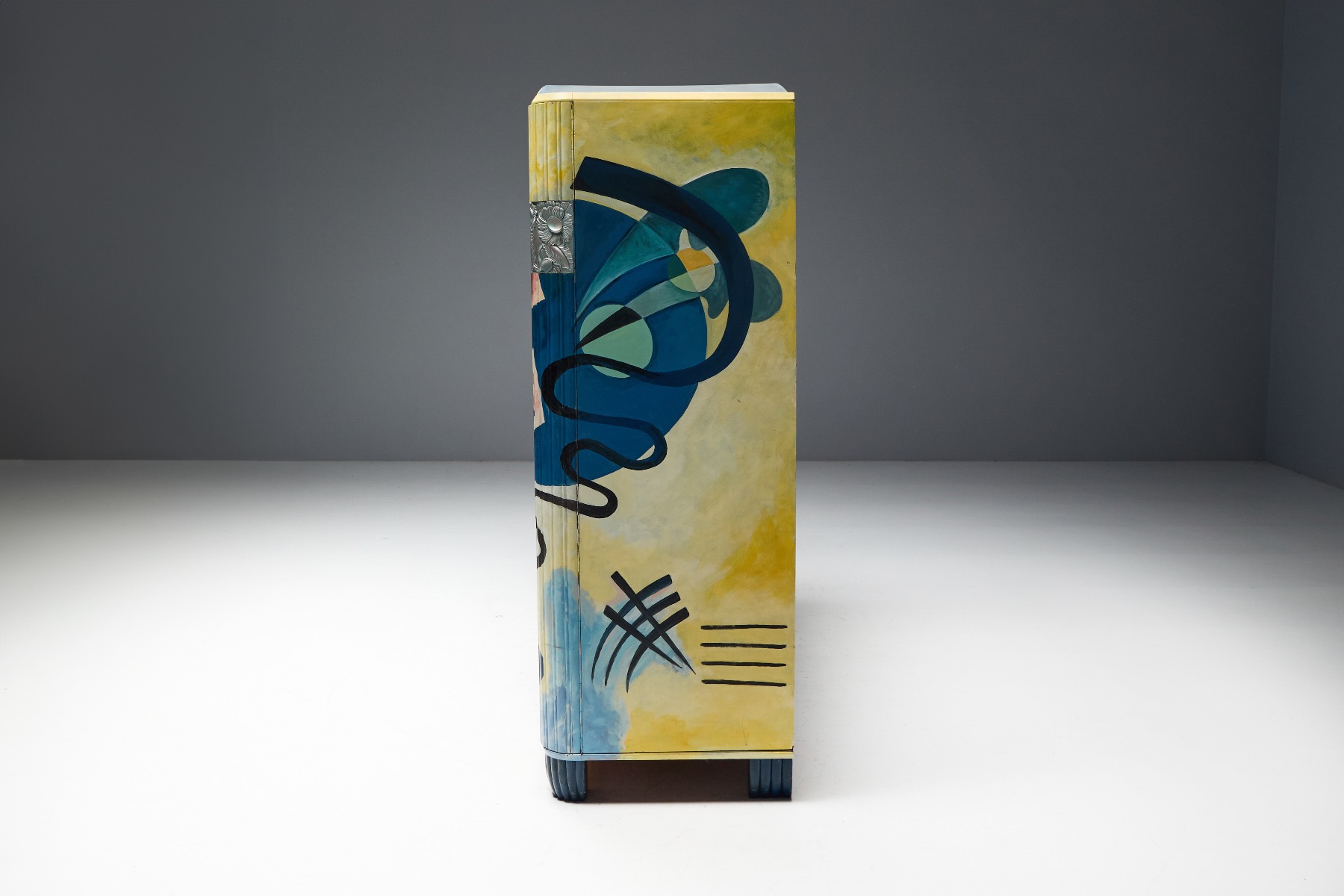 Designer painted buffet in Kandinsky style from the 1980s