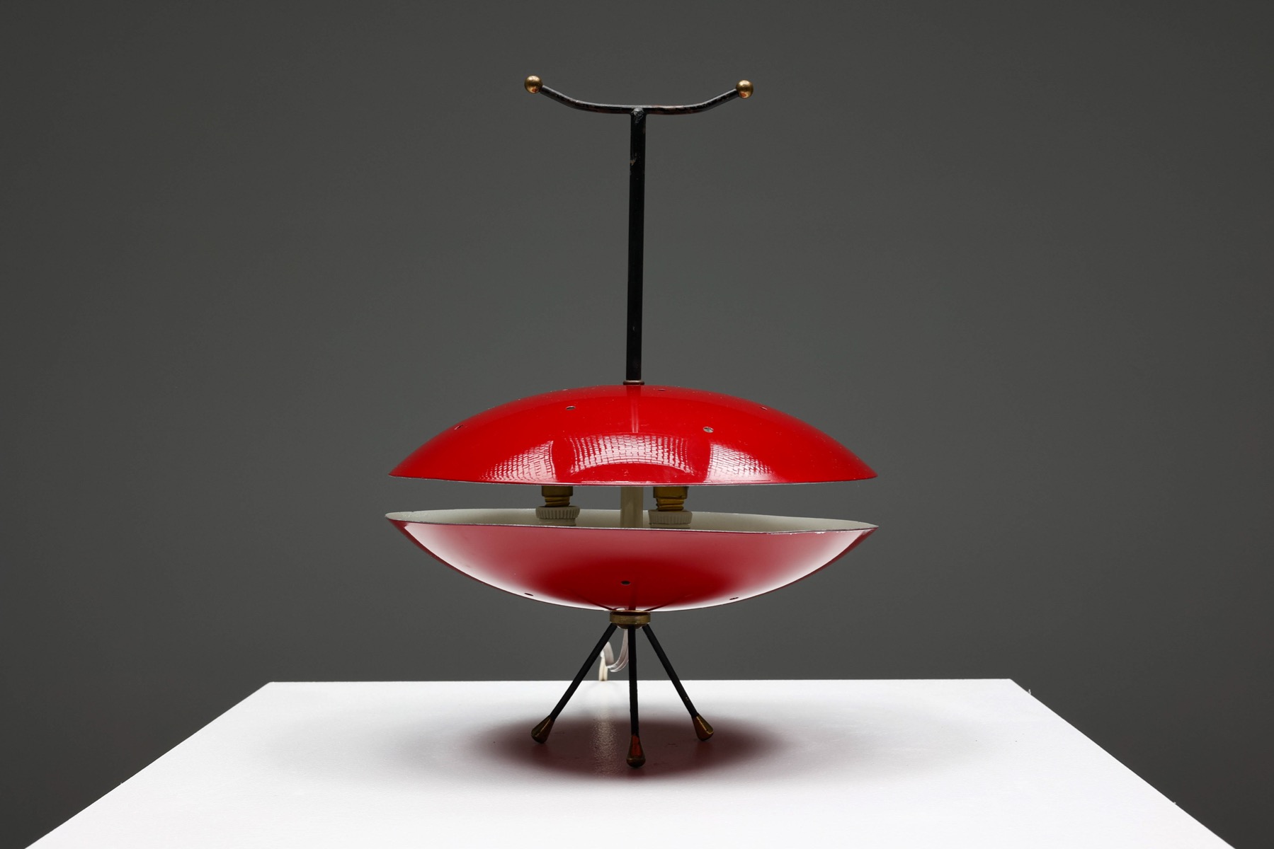Designer space age lamp from the 1970s in red and black