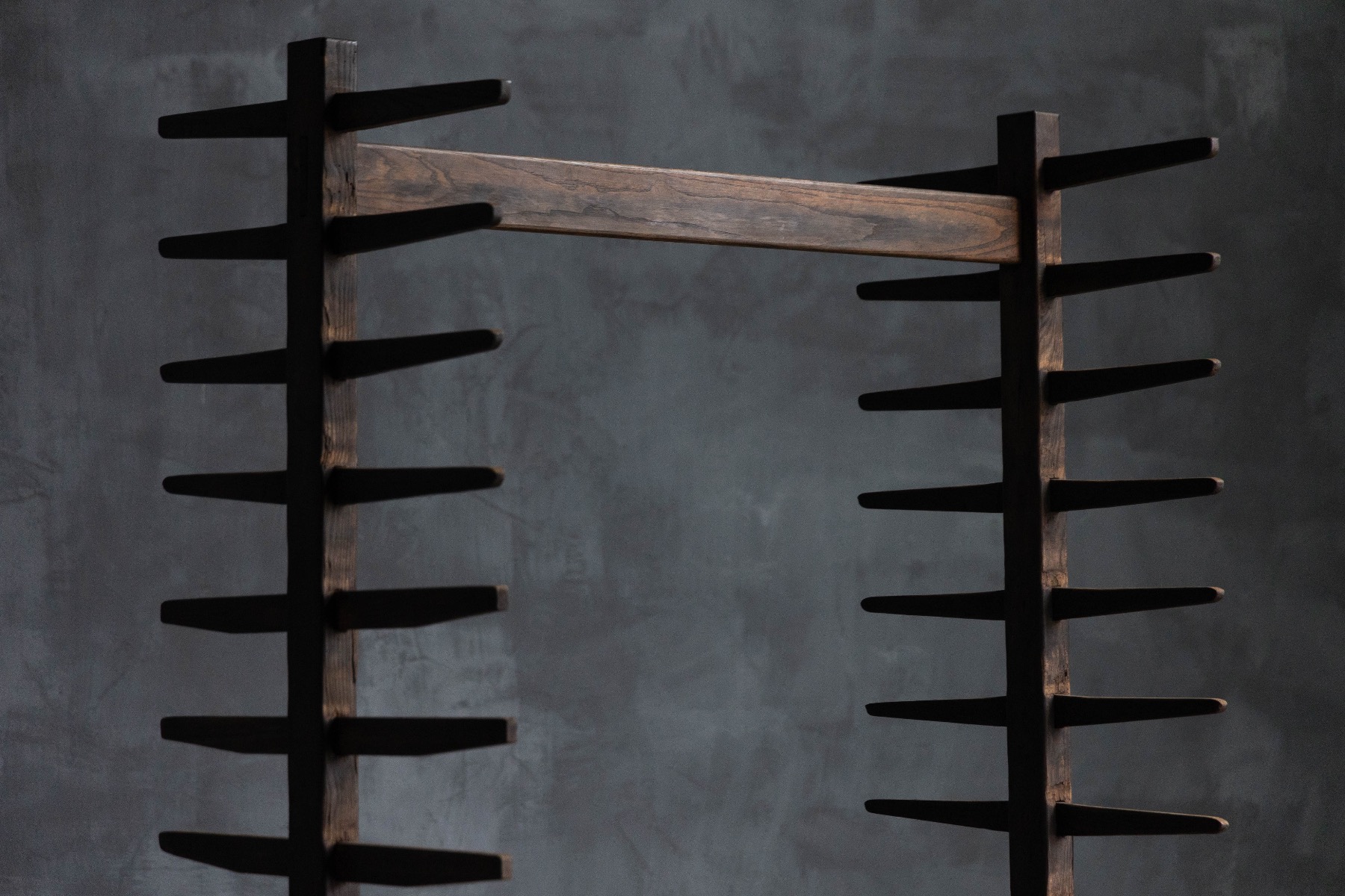 Primitive alpine ripening shelf with aged patina