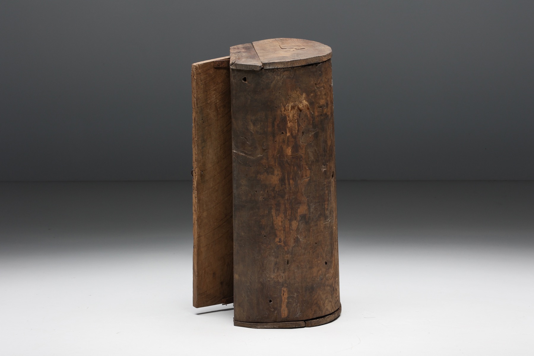 Handcrafted Ardeche monoxylite cabinet in solid form