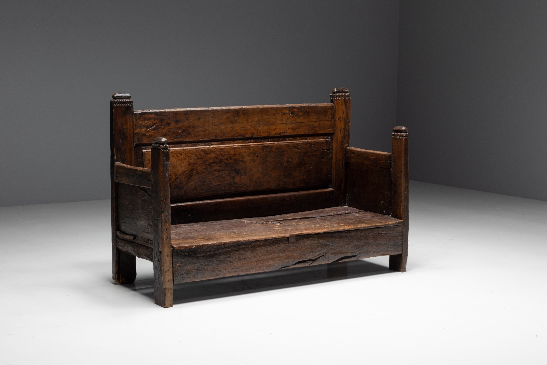 Handcrafted art populaire bench in wood
