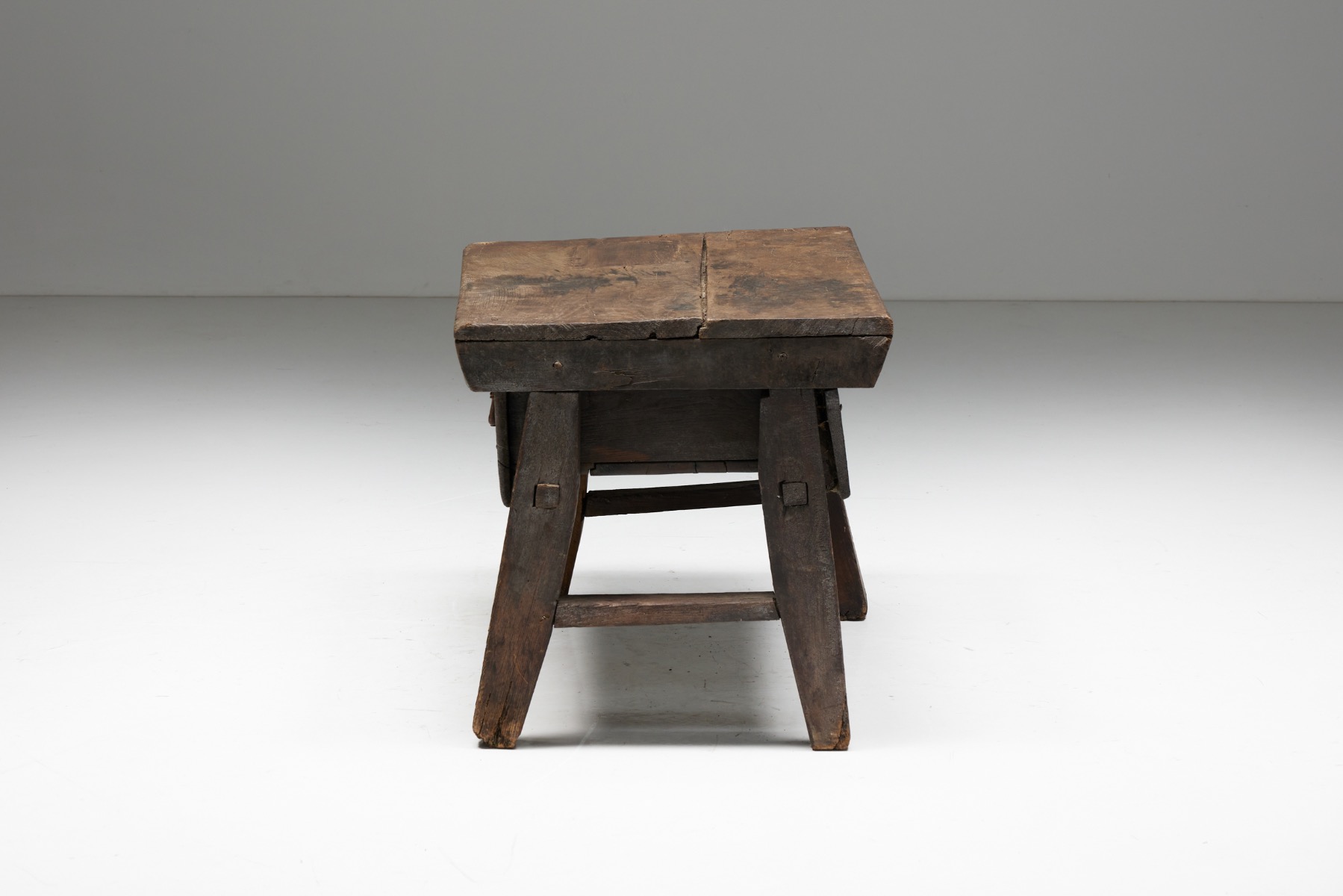 Handcrafted art populaire writing table in solid wood