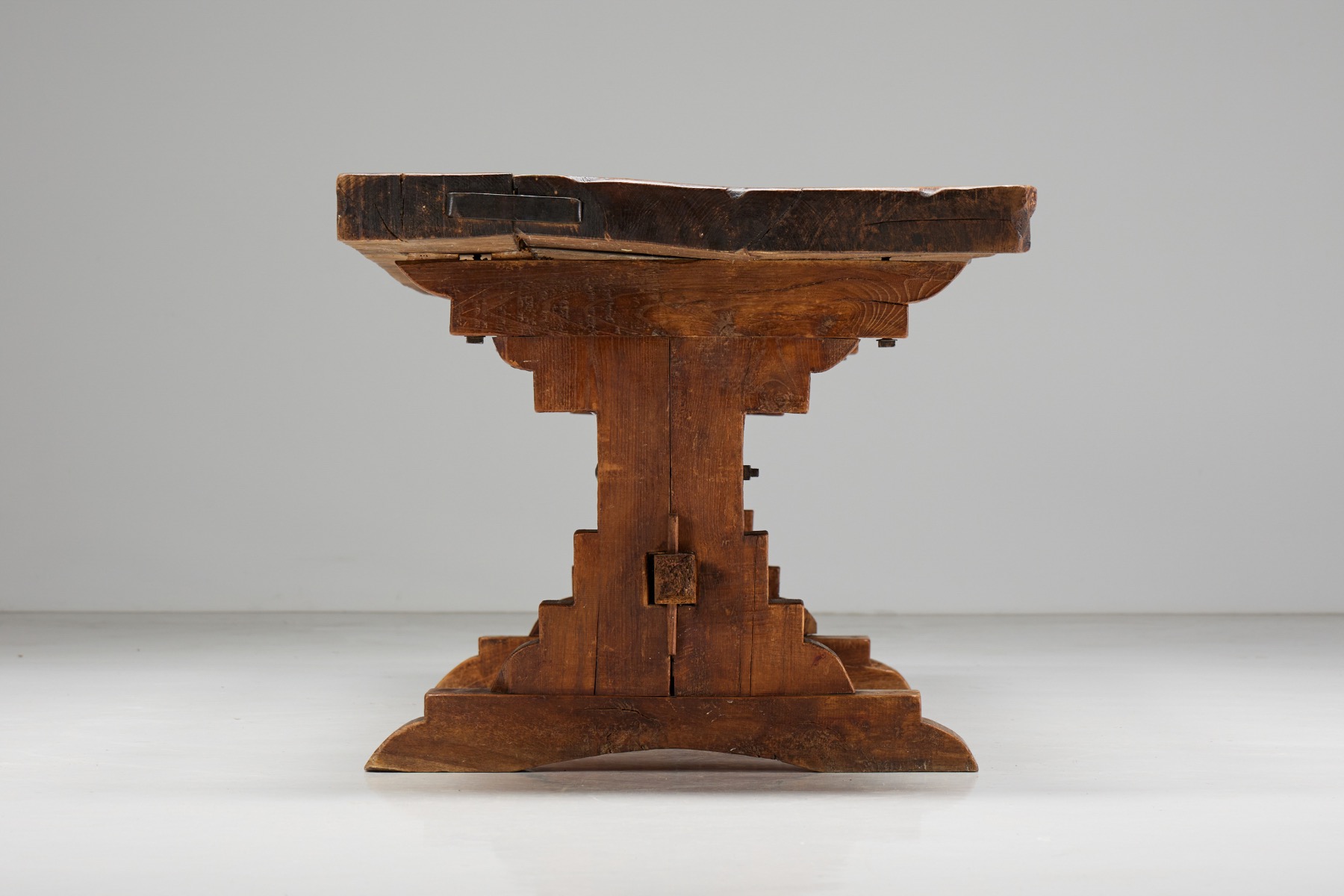 Handcrafted brutalist dining table in solid wood
