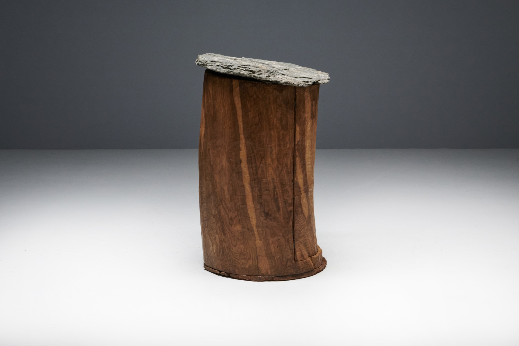 Handcrafted brutalist travail populaire cabinet in solid wood