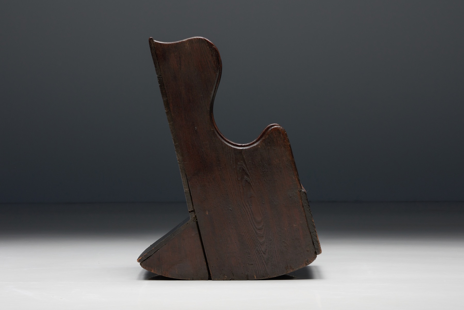 Handcrafted curved rocking chair for children in wood