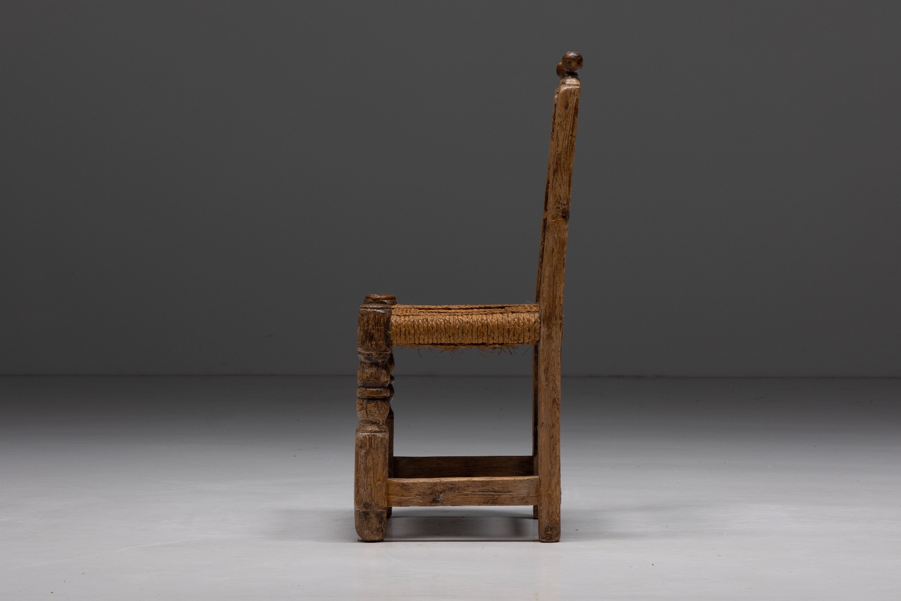Handcrafted dining chairs with straw seats in solid wood