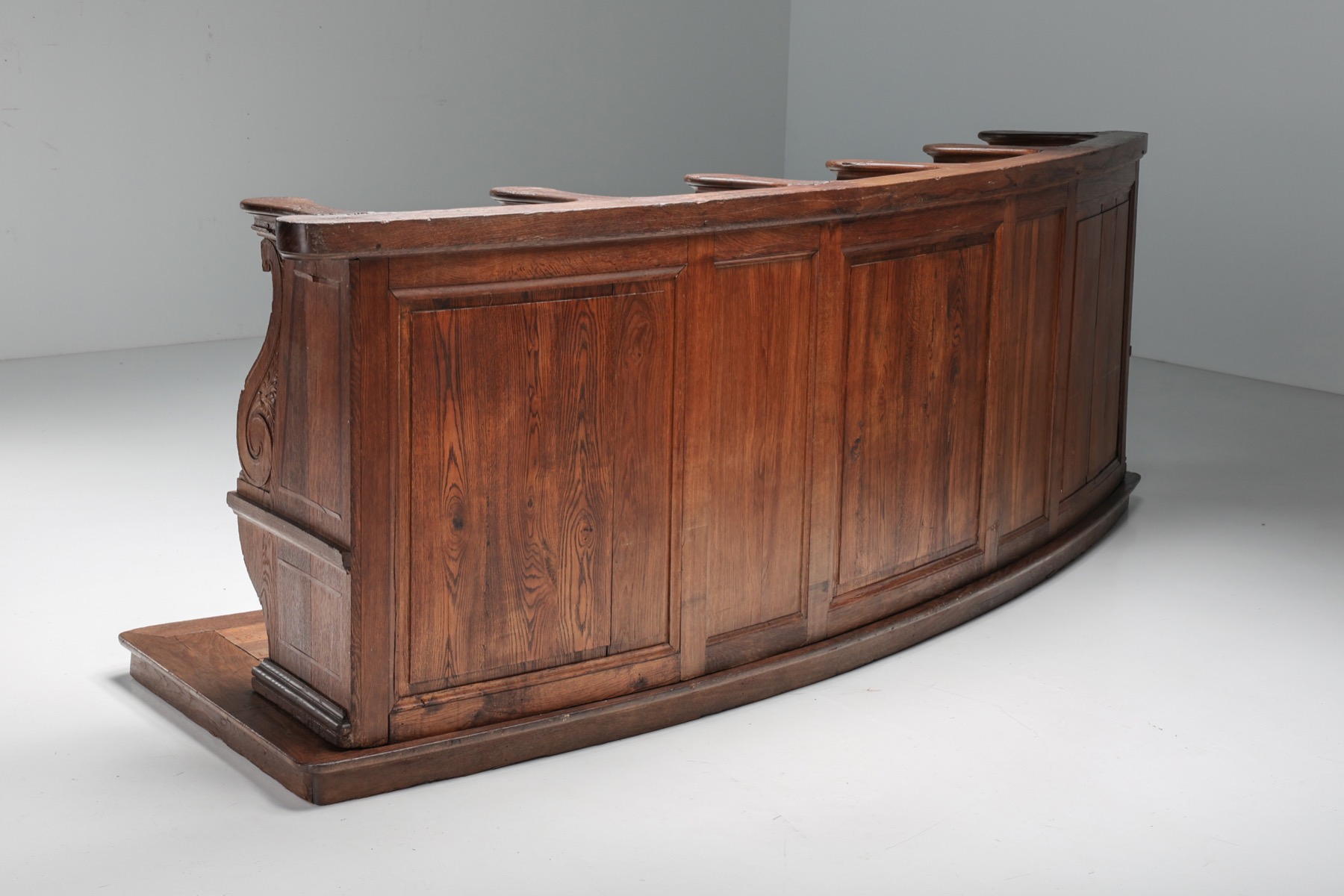 Handcrafted Flemish oak church seating antique