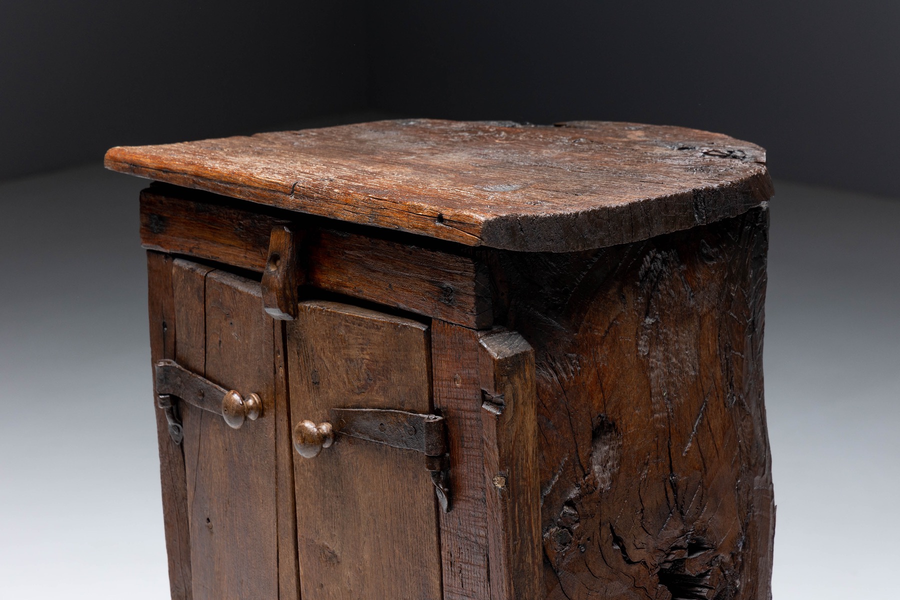Handcrafted folk art cabinet in monoxylite
