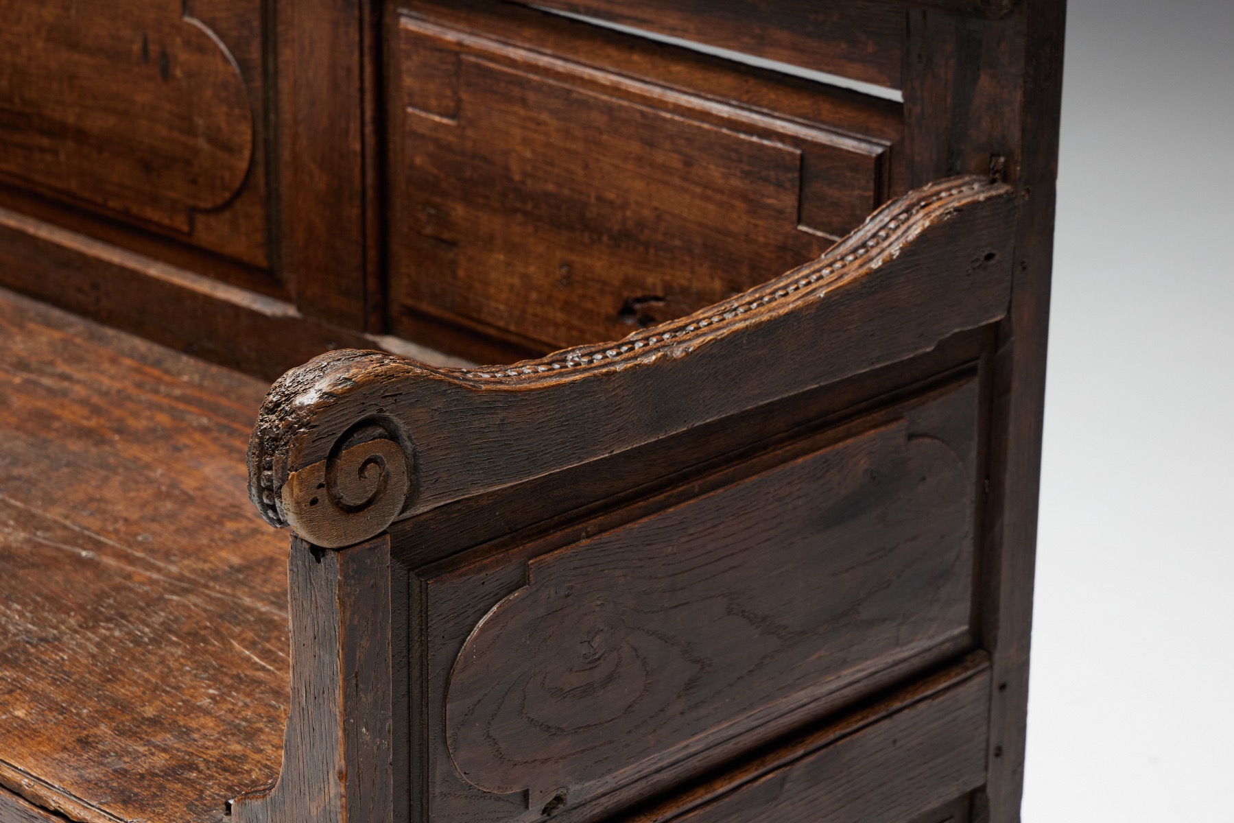 Handcrafted folk chest bench in wood