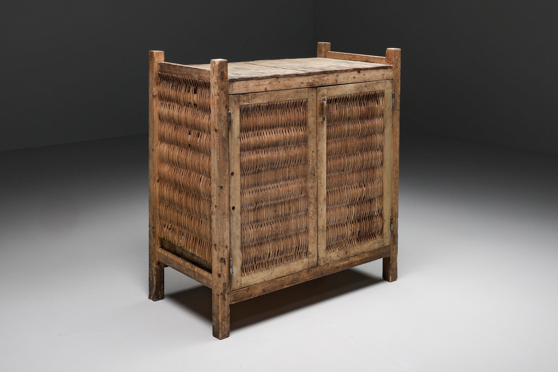 Handcrafted Haute Savoie cabinet in solid wood from 1930