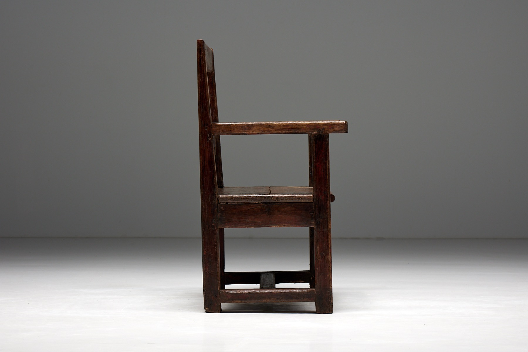 Handcrafted naive folk art bench in solid wood