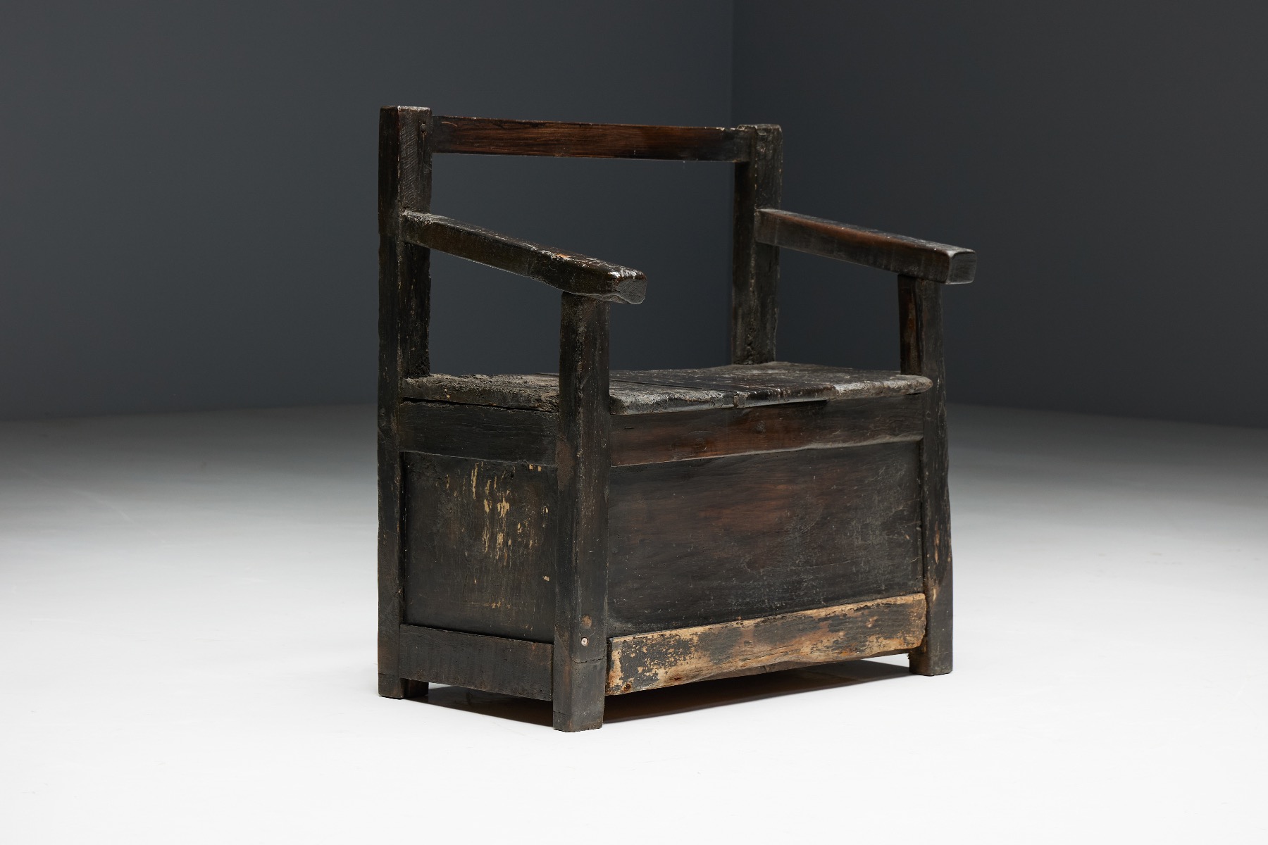 Handcrafted naive wabi sabi bench in wood