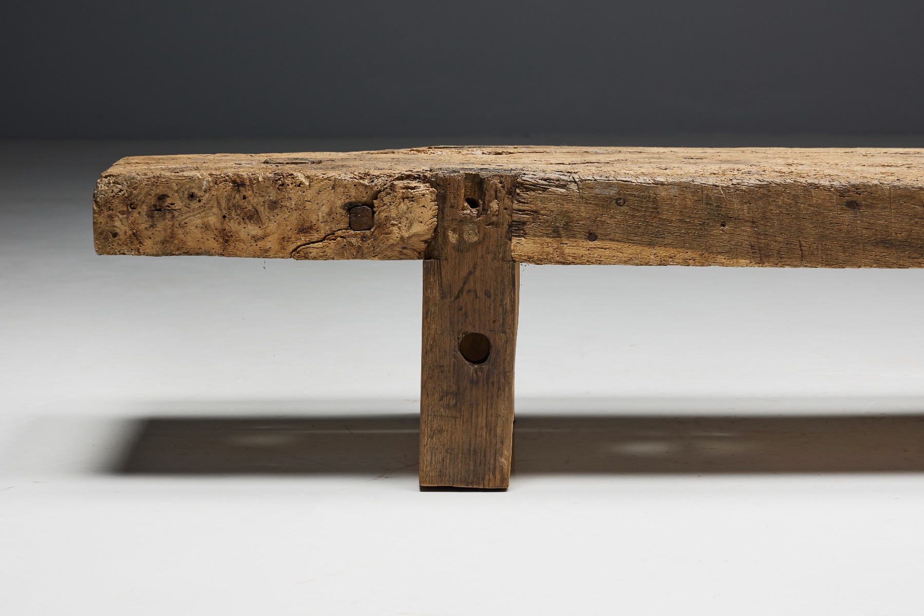 Handcrafted primitive bench in solid wood