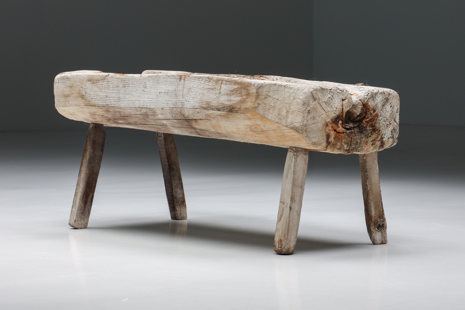 Handcrafted rustic drinking trough in solid wood