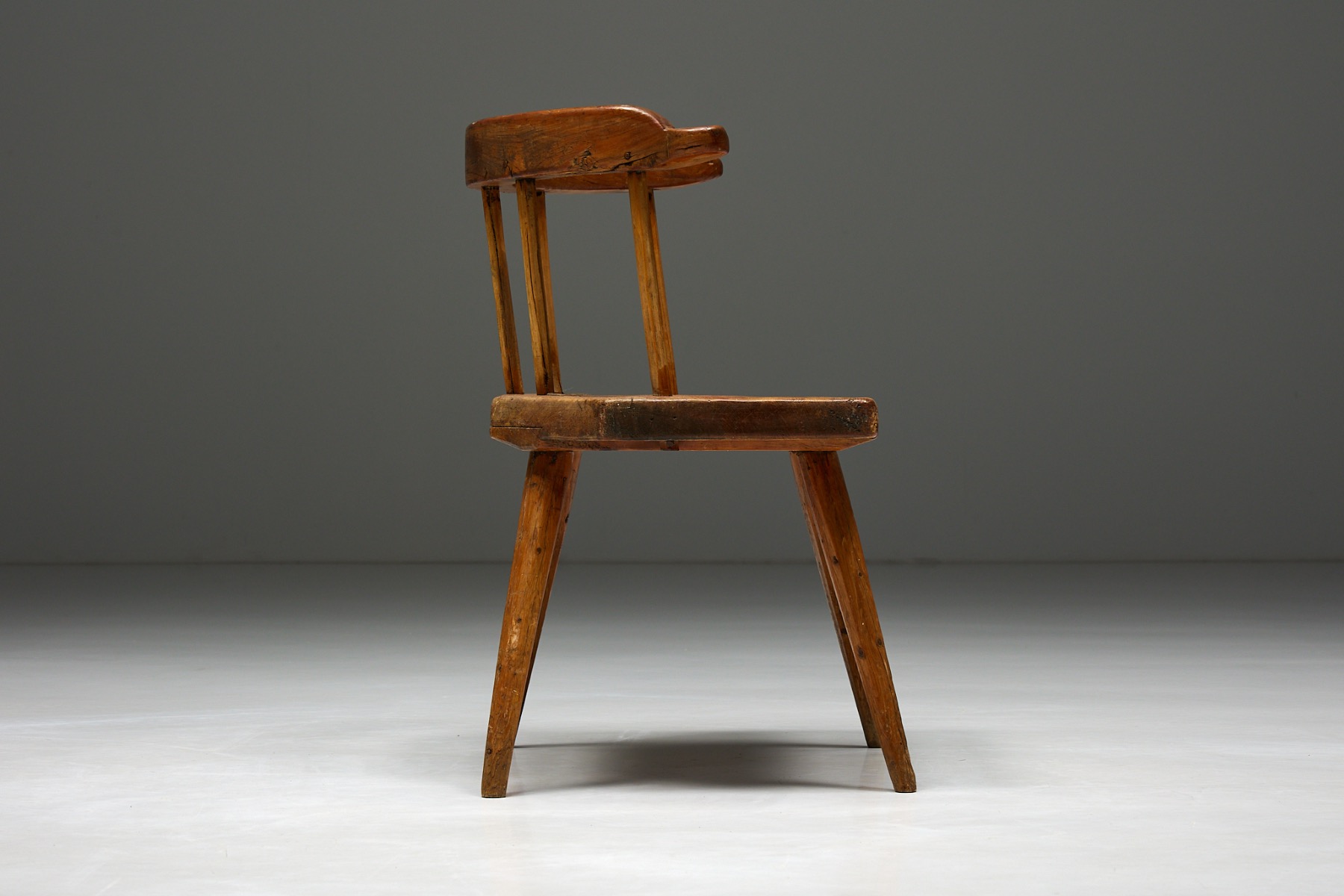 Handcrafted Tyrolean folk art armchair in solid wood
