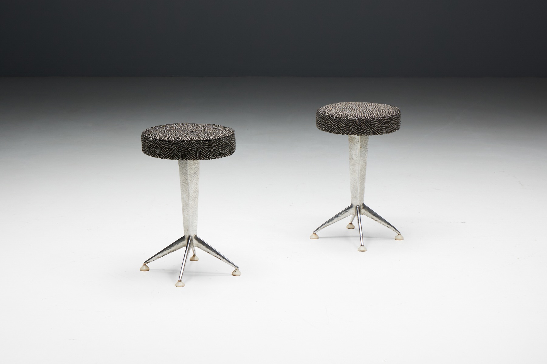 Industrial art deco bar stools in steel