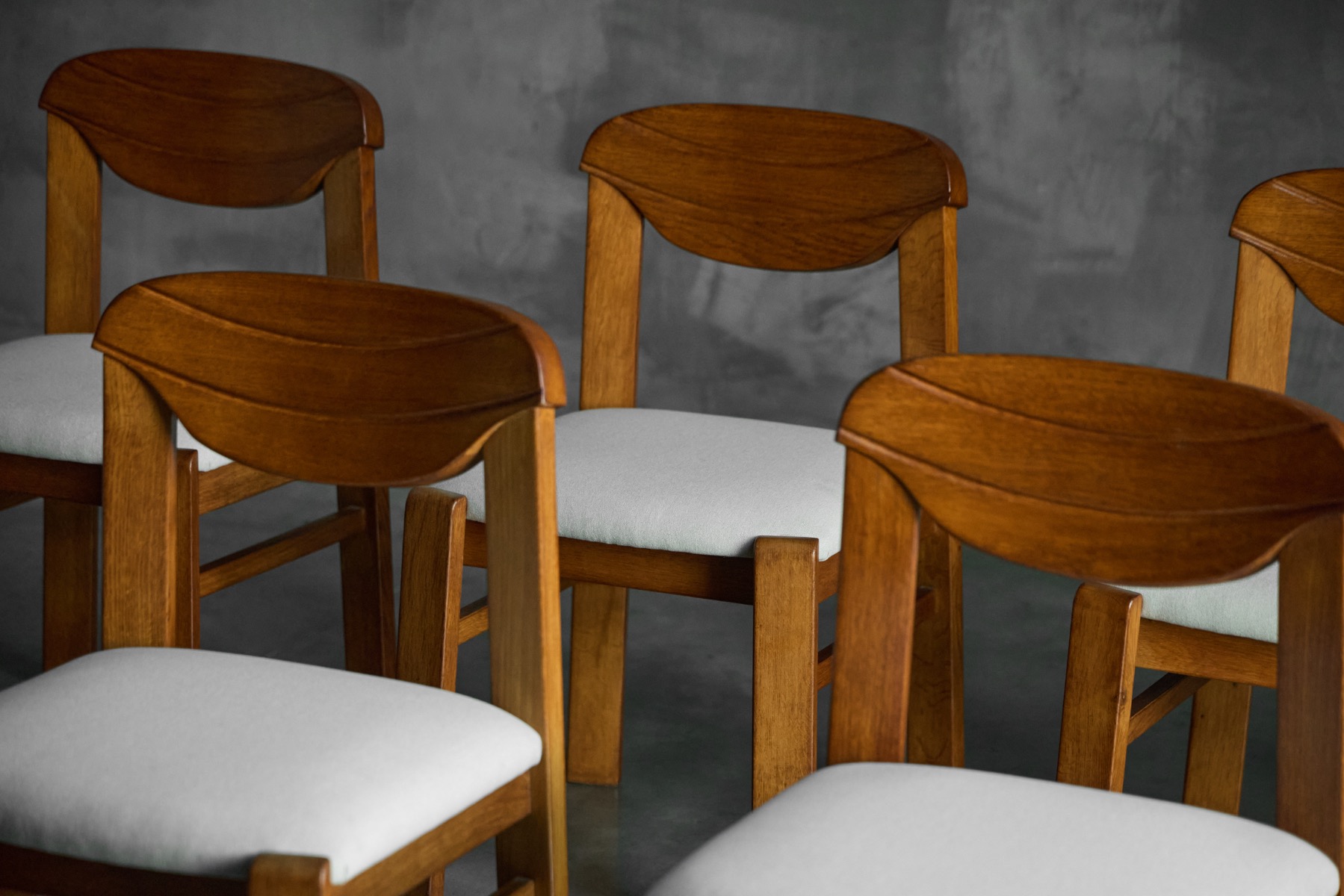 Mid century brutalist oak wood chairs