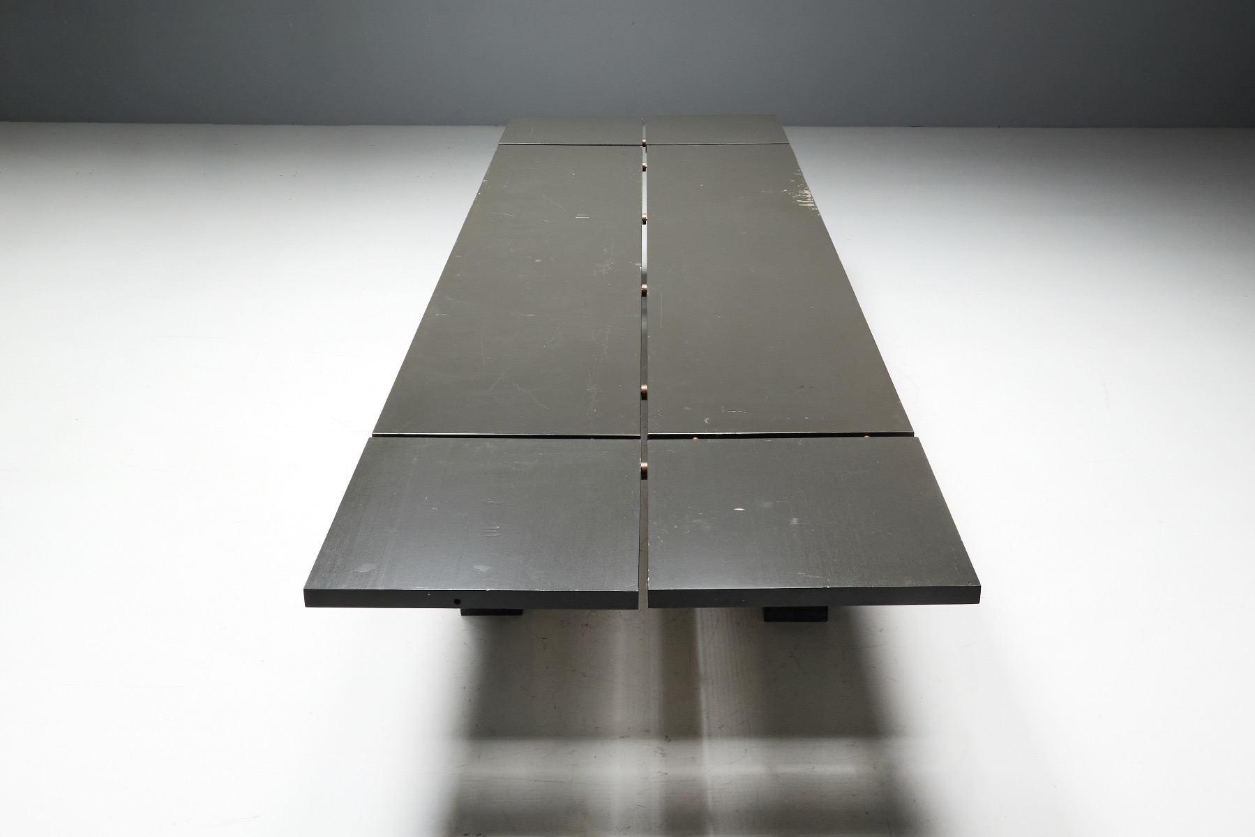 Mid century brutalist dining table with stone foundation