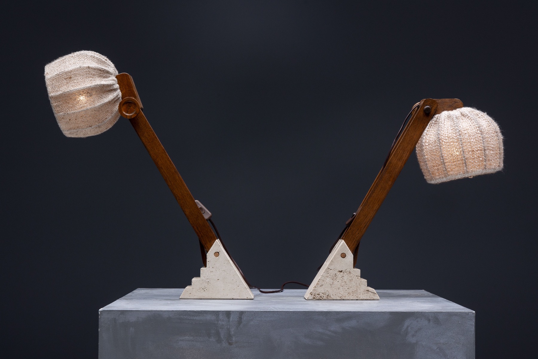 Architectural 1960s brutalist table lamp