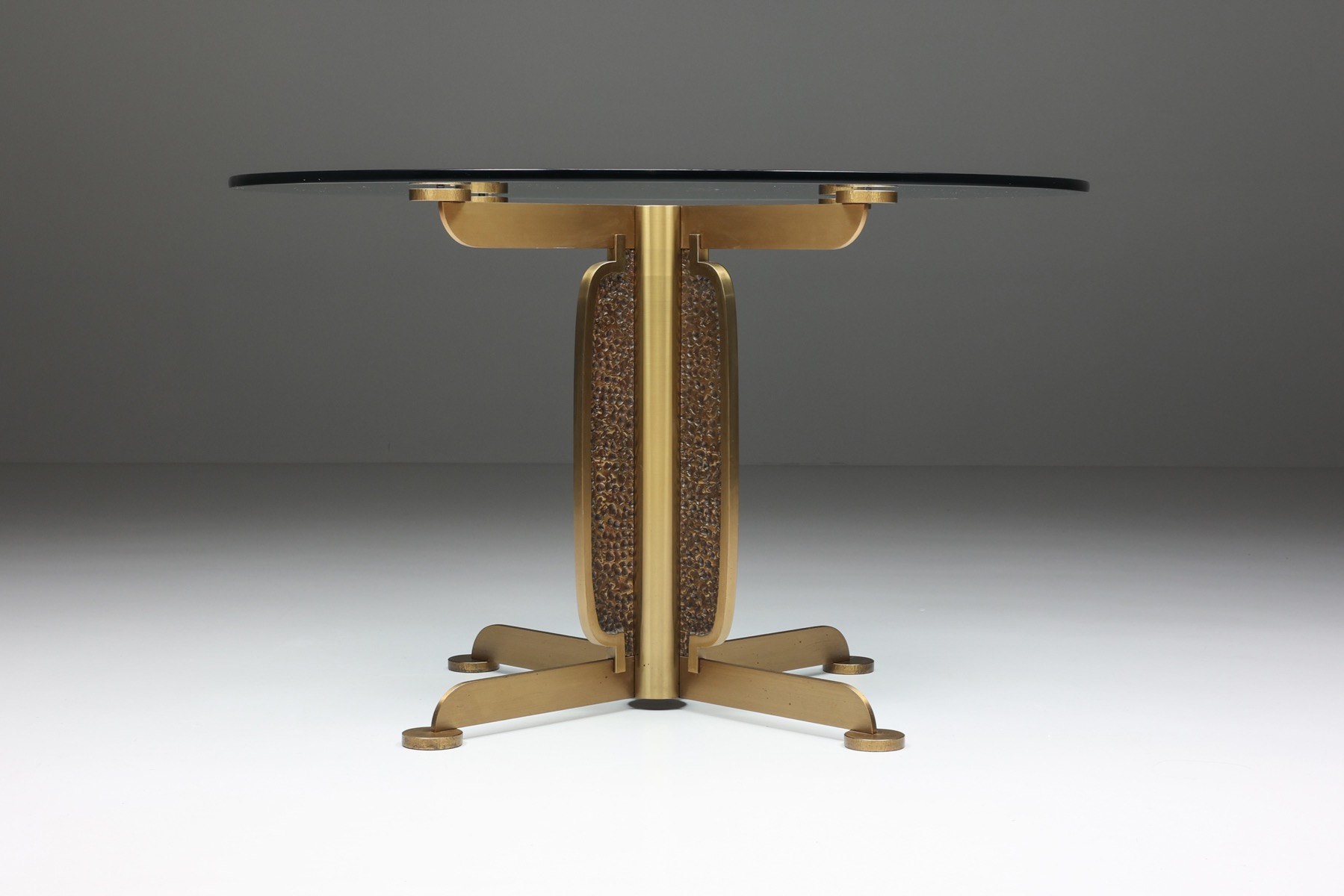 Mid century modern dining table in brass by Luciano Frigerio