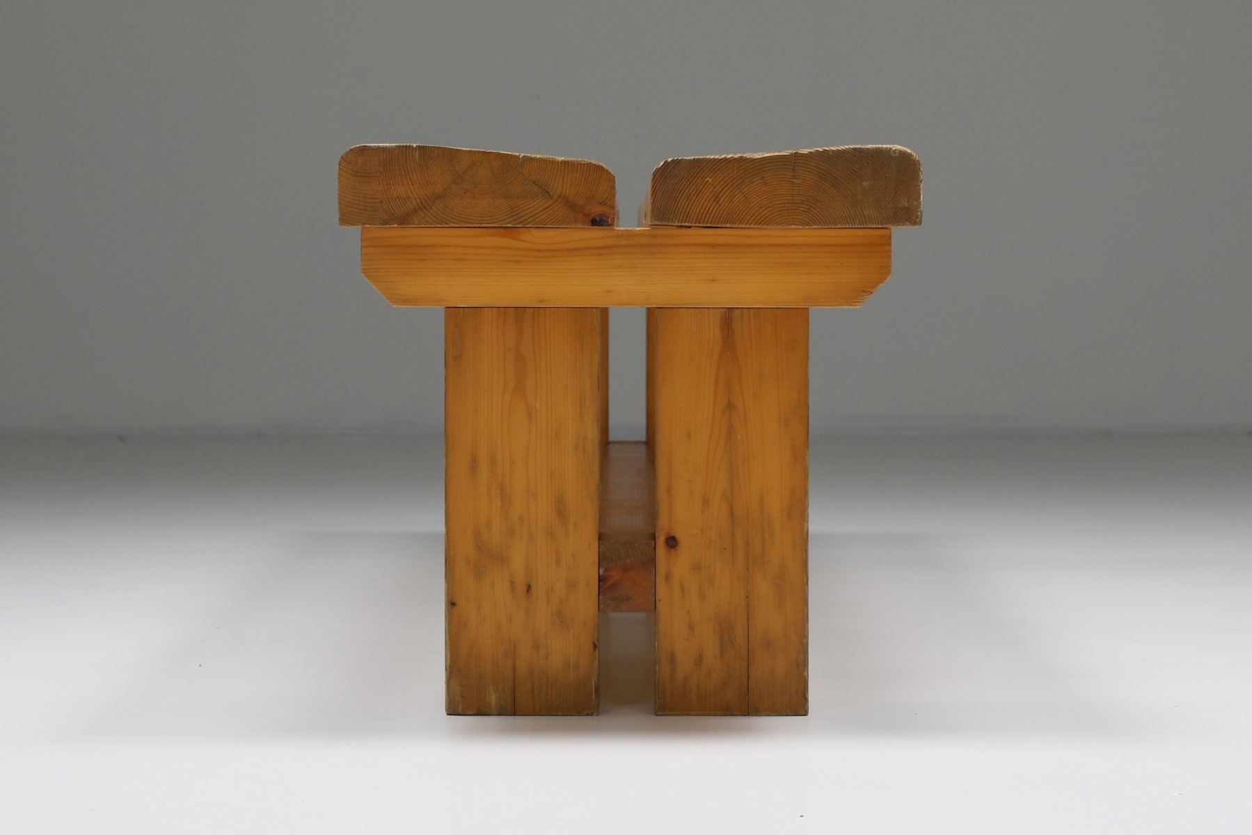 Mid century modern pine bench by Charlotte Perriand from the 1970s