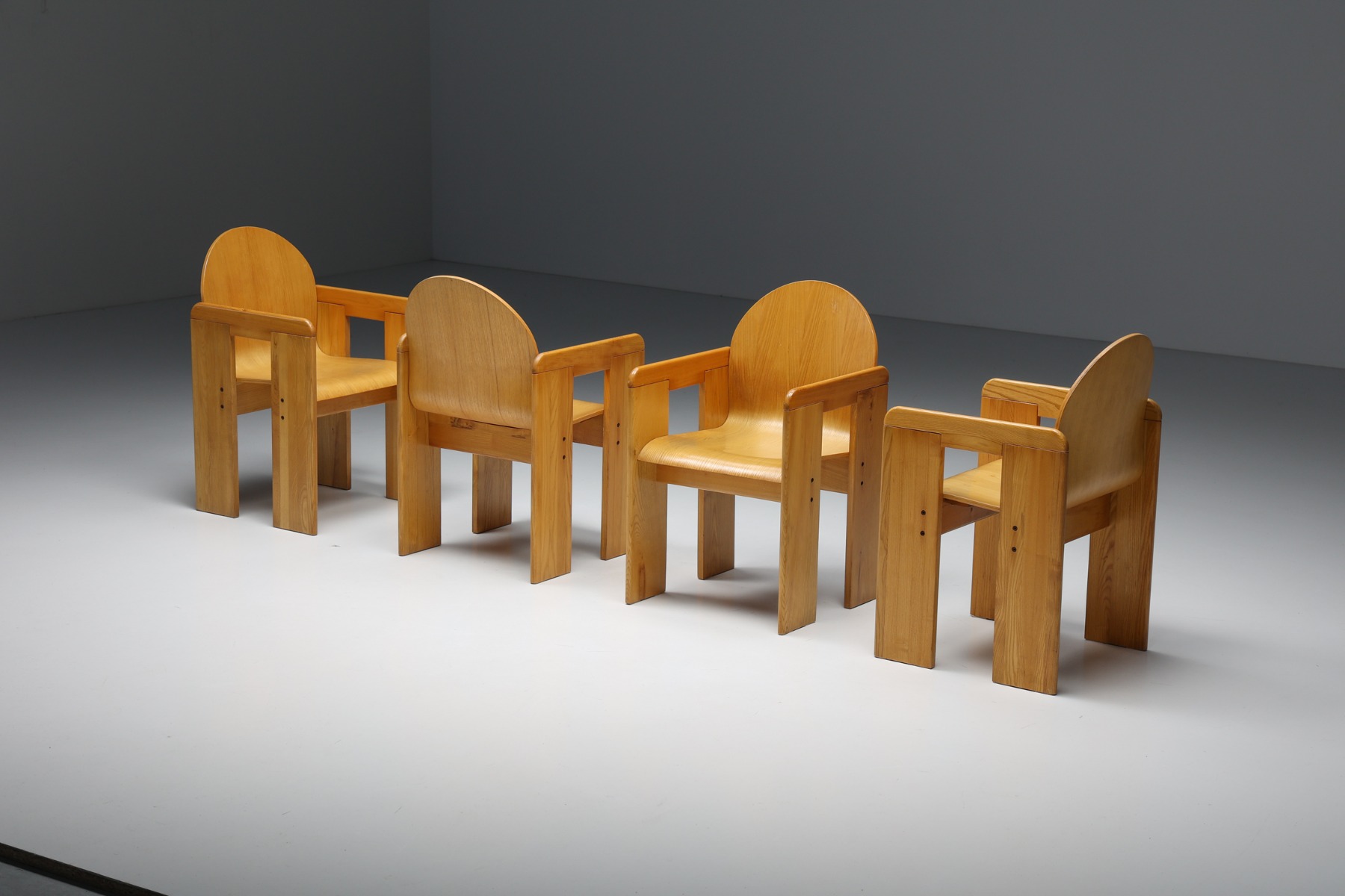Mid century modern plywood dining chairs by Afra and Tobia Scarpa from the 1970s