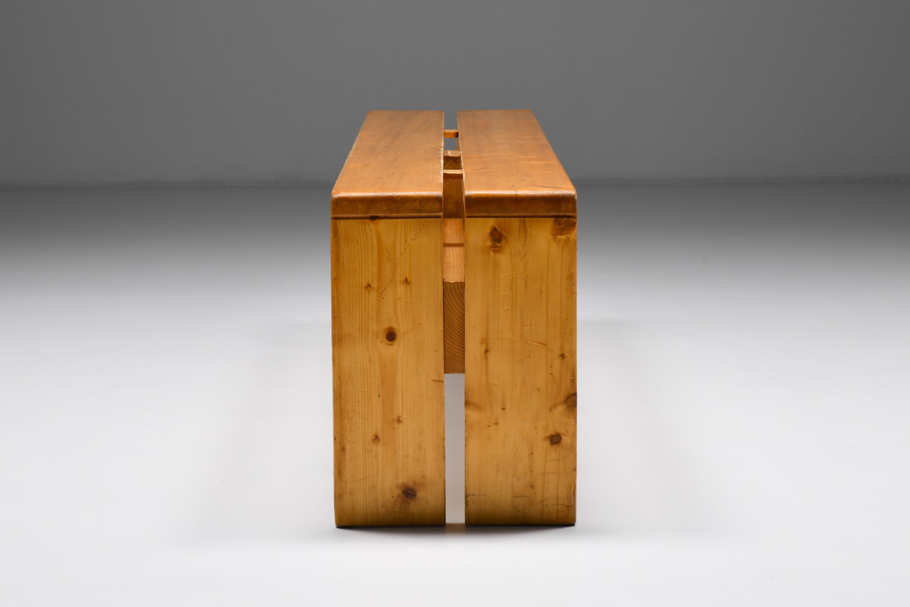 Mid century modern three person bench by Charlotte Perriand from the 1960s