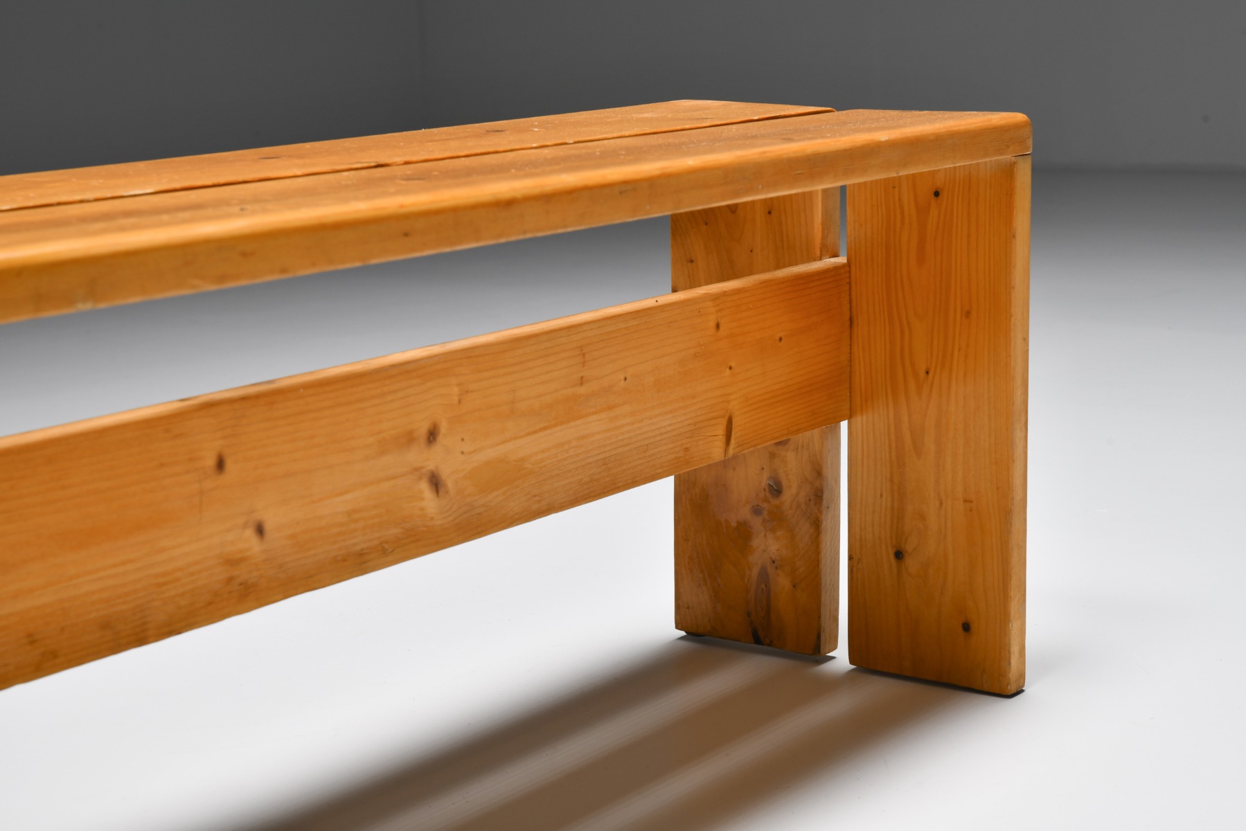 Mid century modern two person benches by Charlotte Perriand from the 1960s