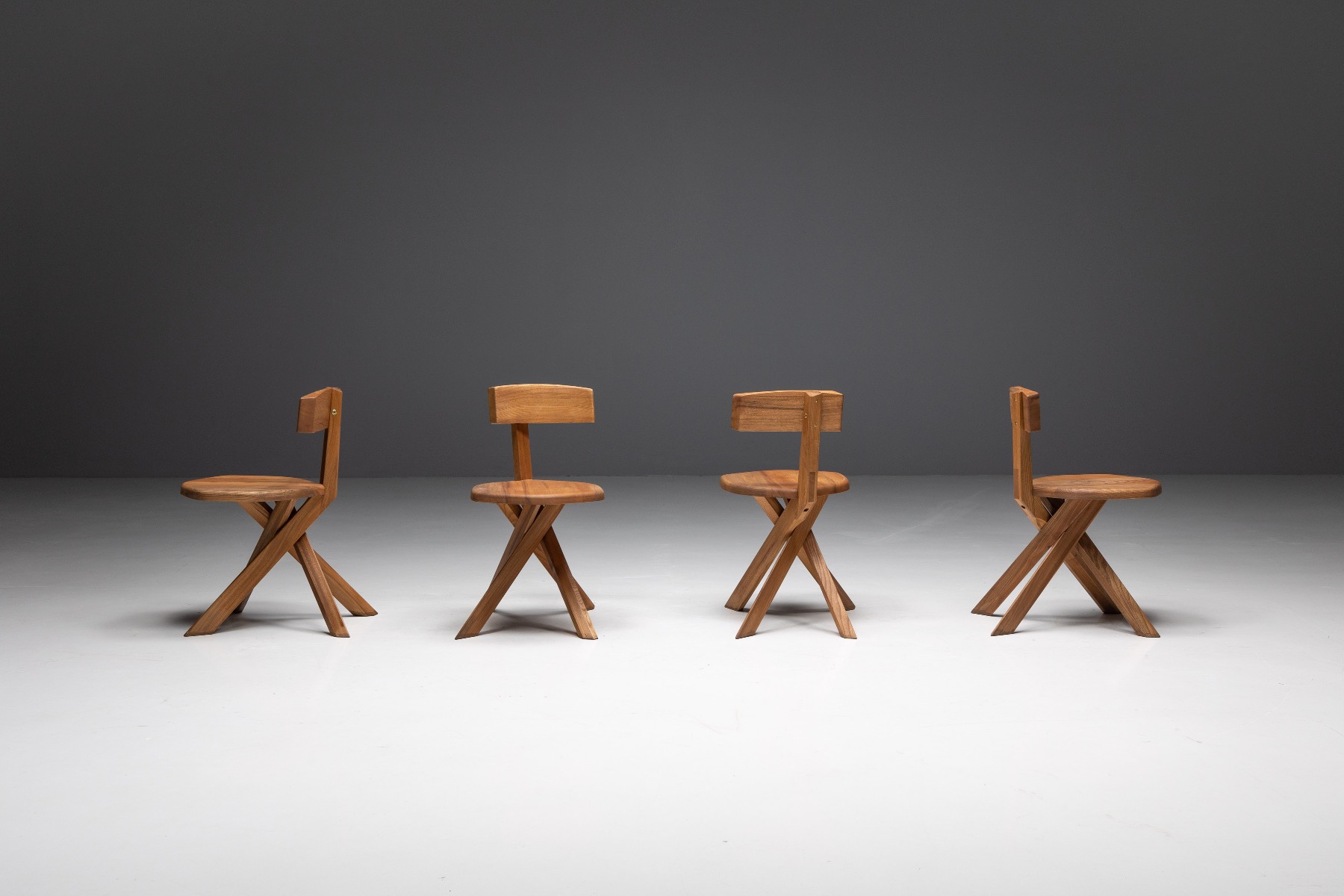 Mid century S34 dining chairs by Pierre Chapo 1960s