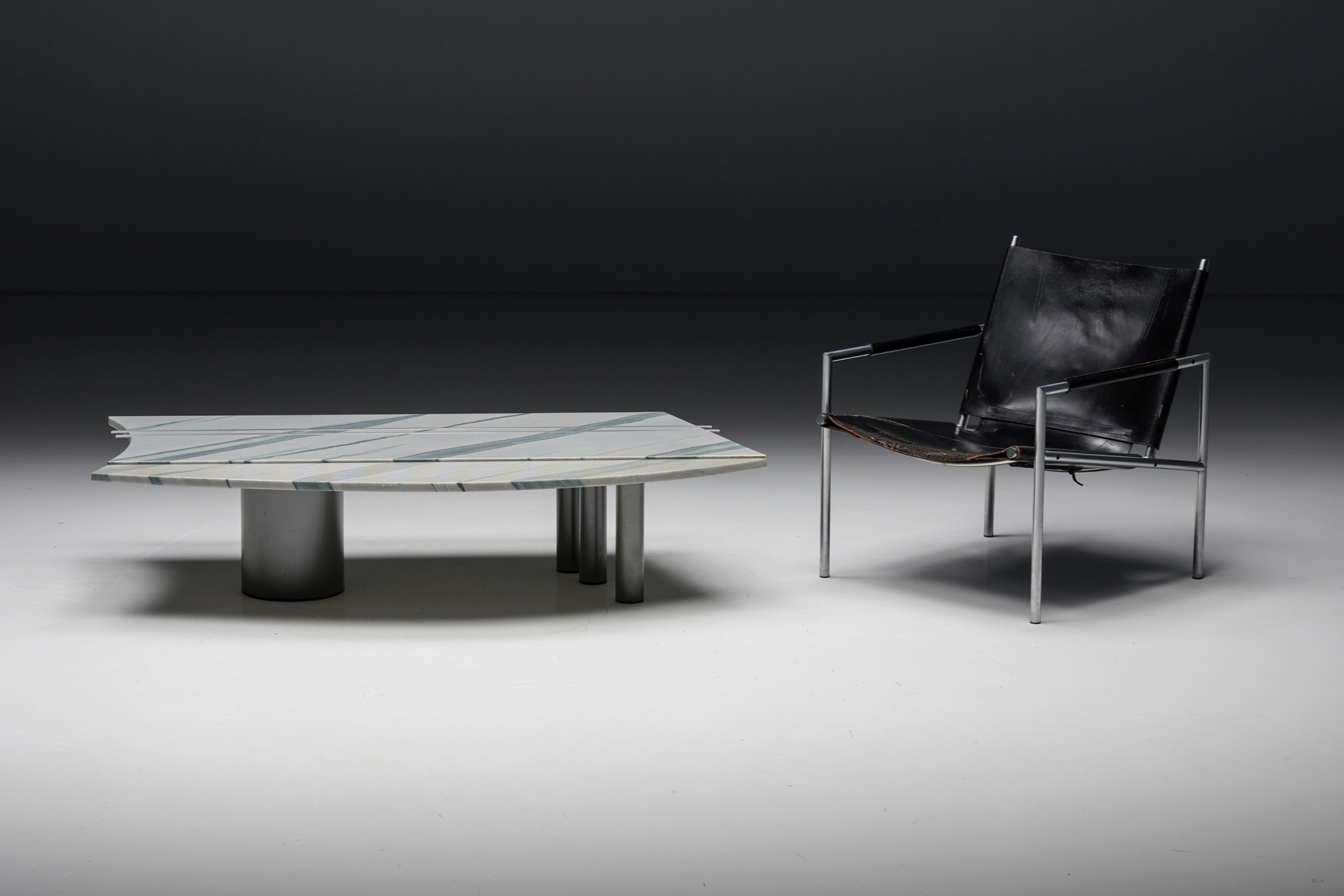 Modern sculptural marble coffee table from the 1990s