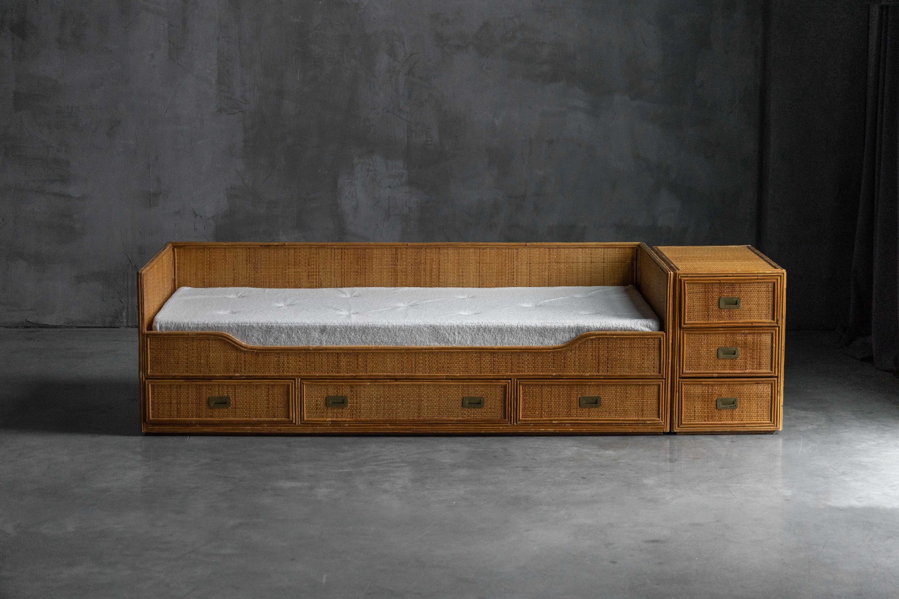 Modernist bamboo daybed reflecting Italian design aesthetics