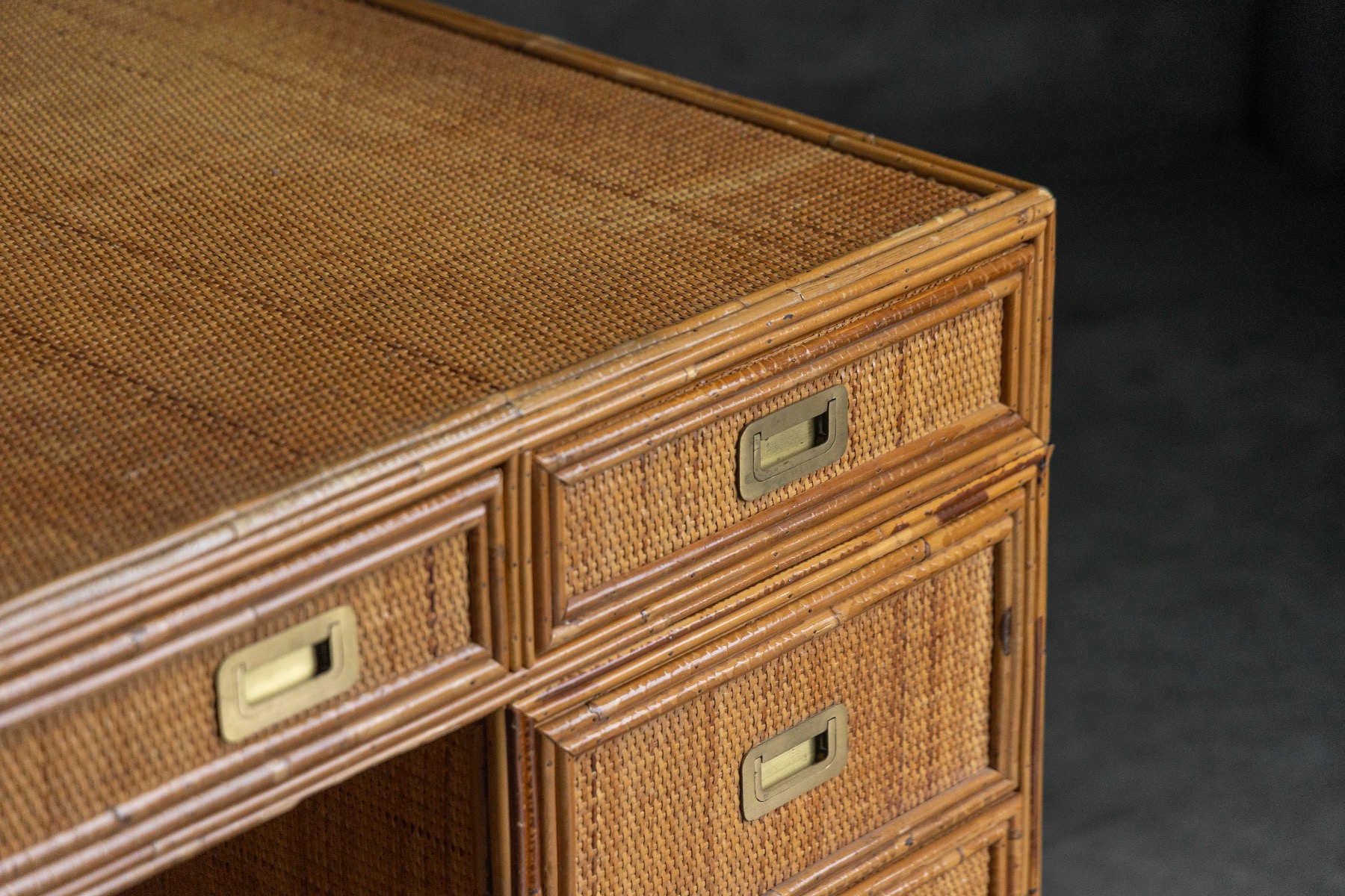 Modernist bamboo desk reflecting Italian design aesthetics