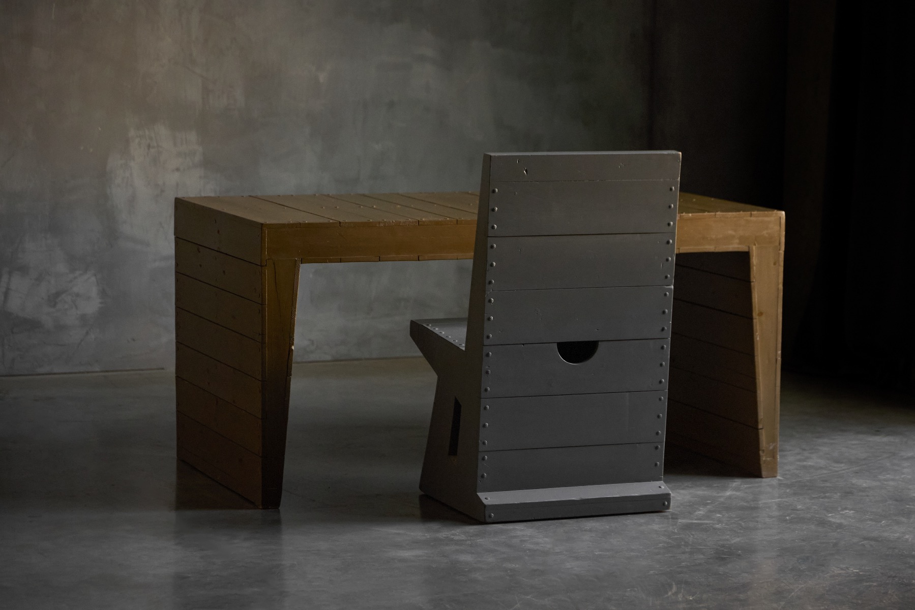 Modernist Dutch writing table with architectural proportions
