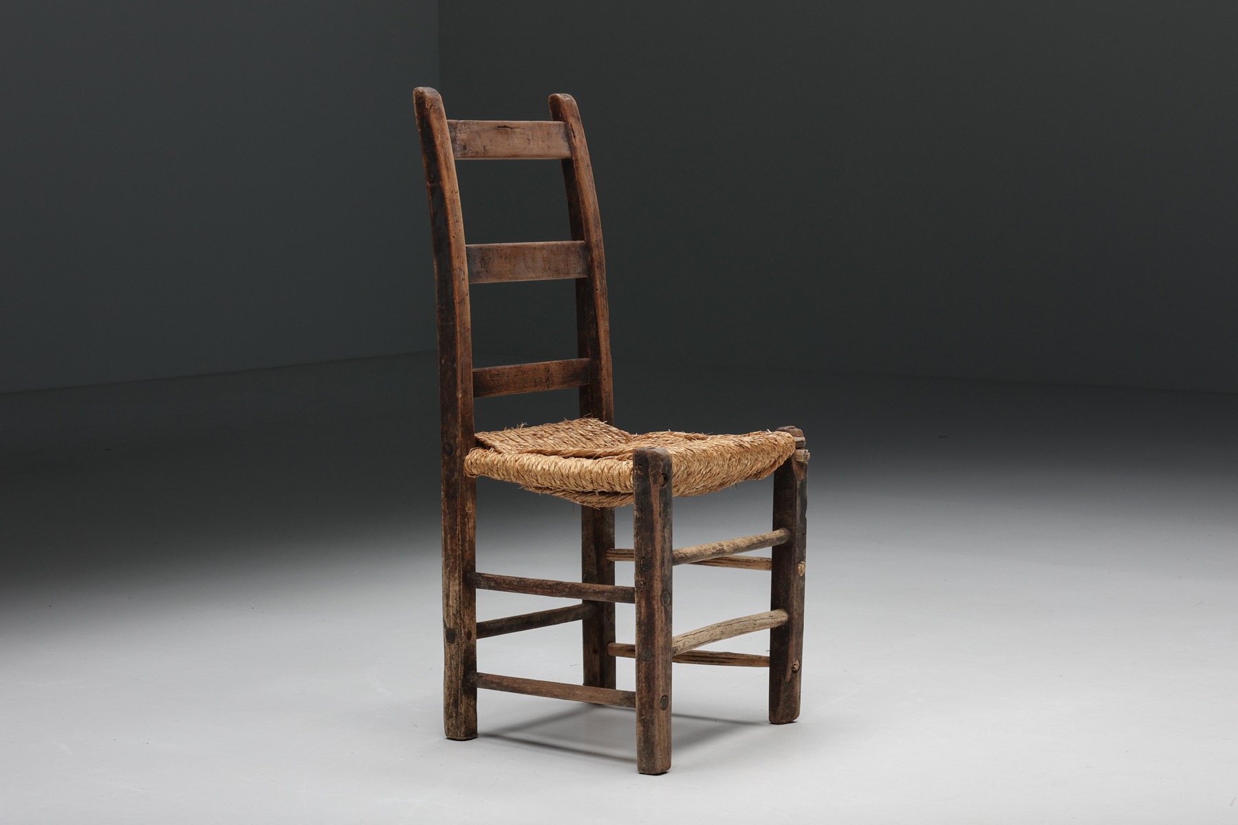 Natural fiber rattan chair in vintage design