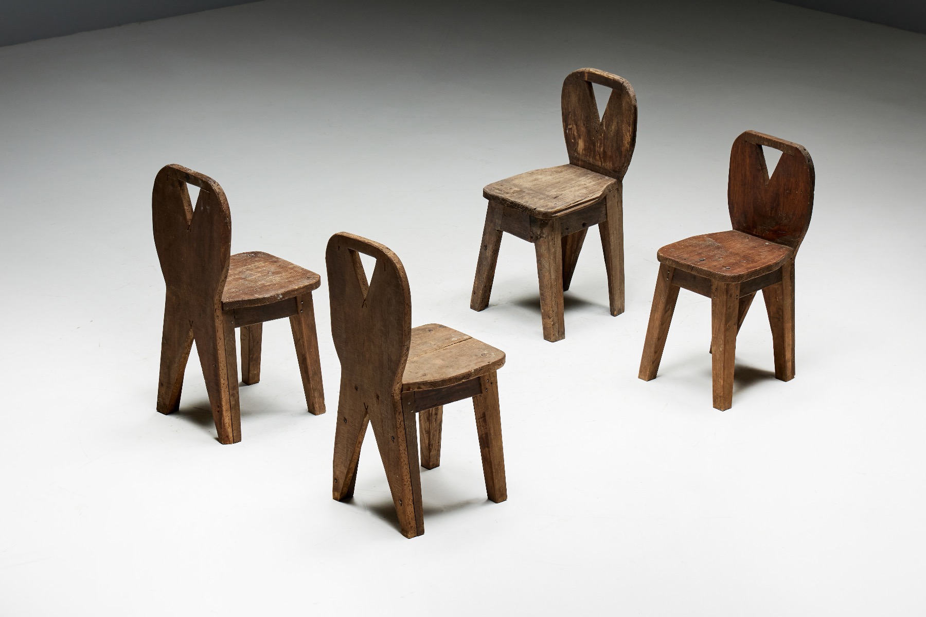 Primitive alpine chairs in French folk style