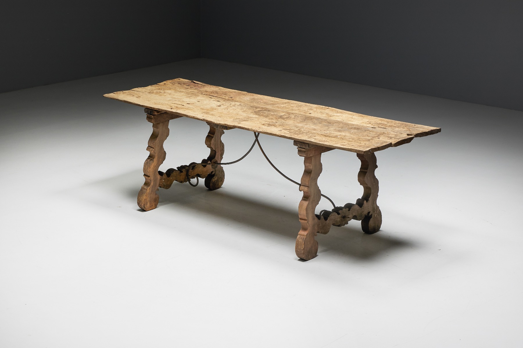 Primitive rural trestle table 19th century