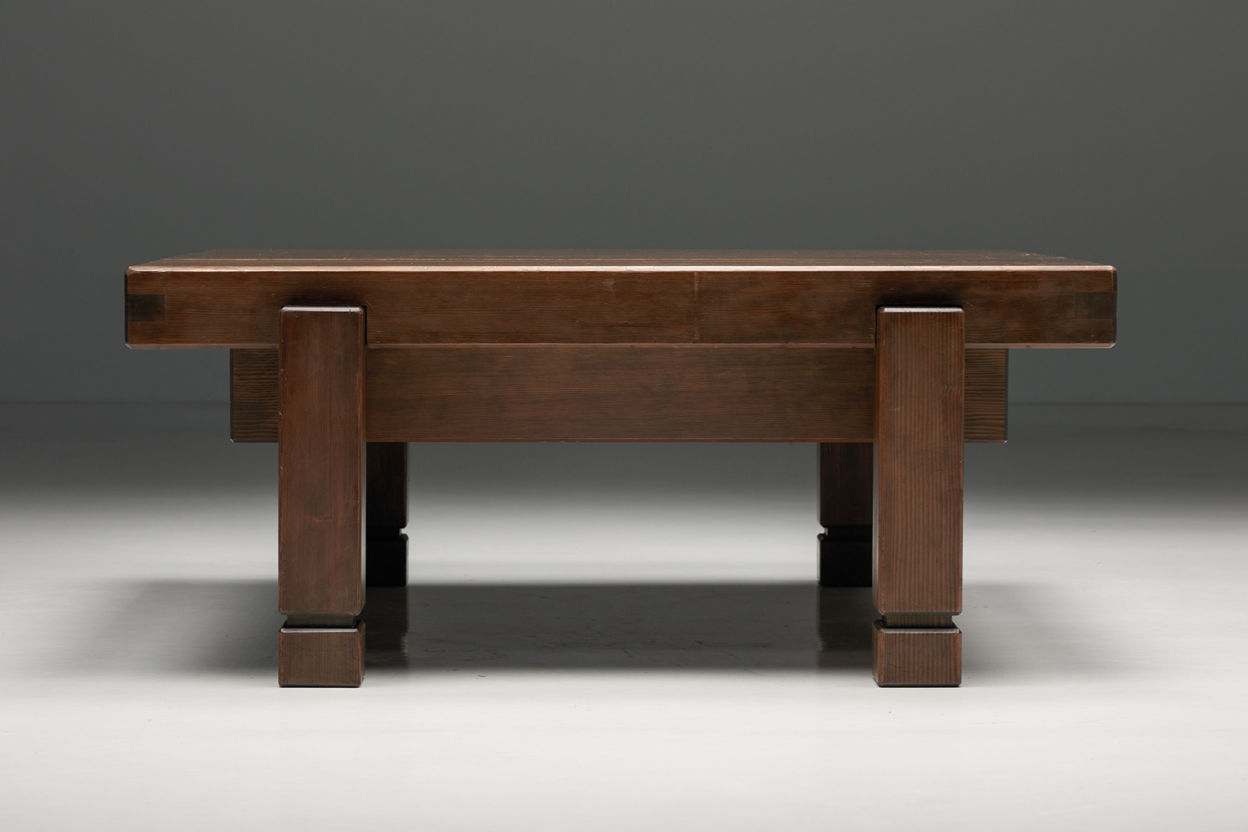 Retro square wooden coffee table in French style