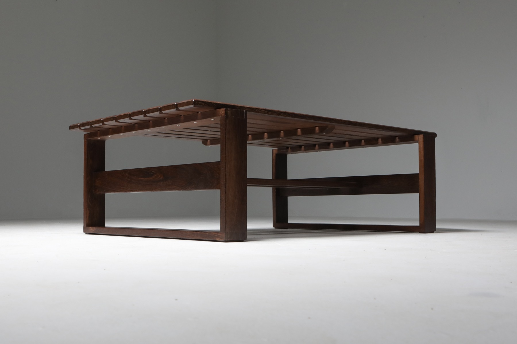 Retro wenge slatted coffee table from the 1960s style