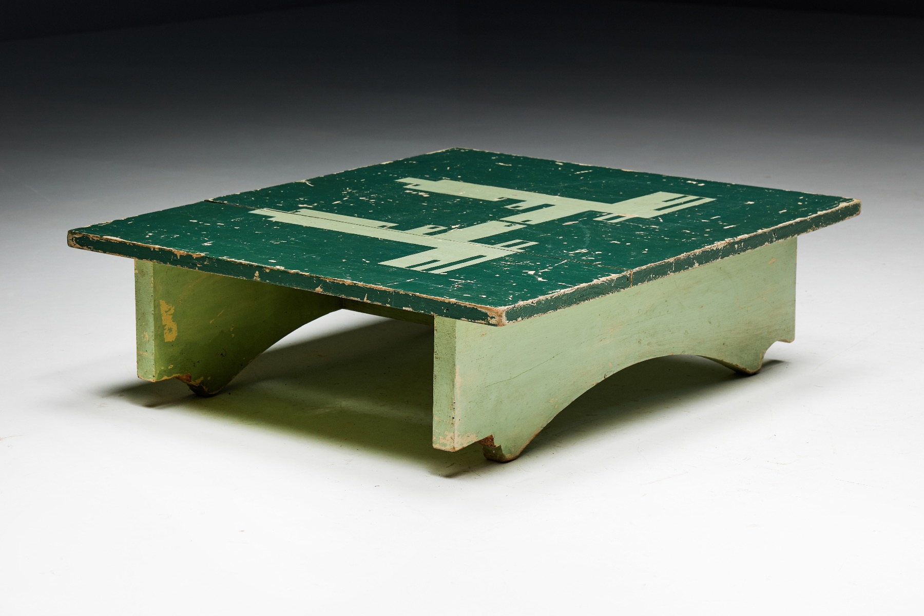 Rural green wood side table 19th century