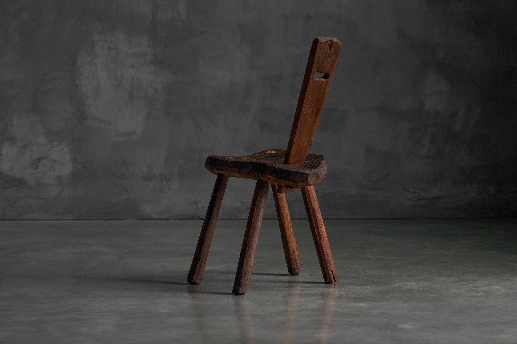 Rustic Alpine folk art chair with natural aged patina