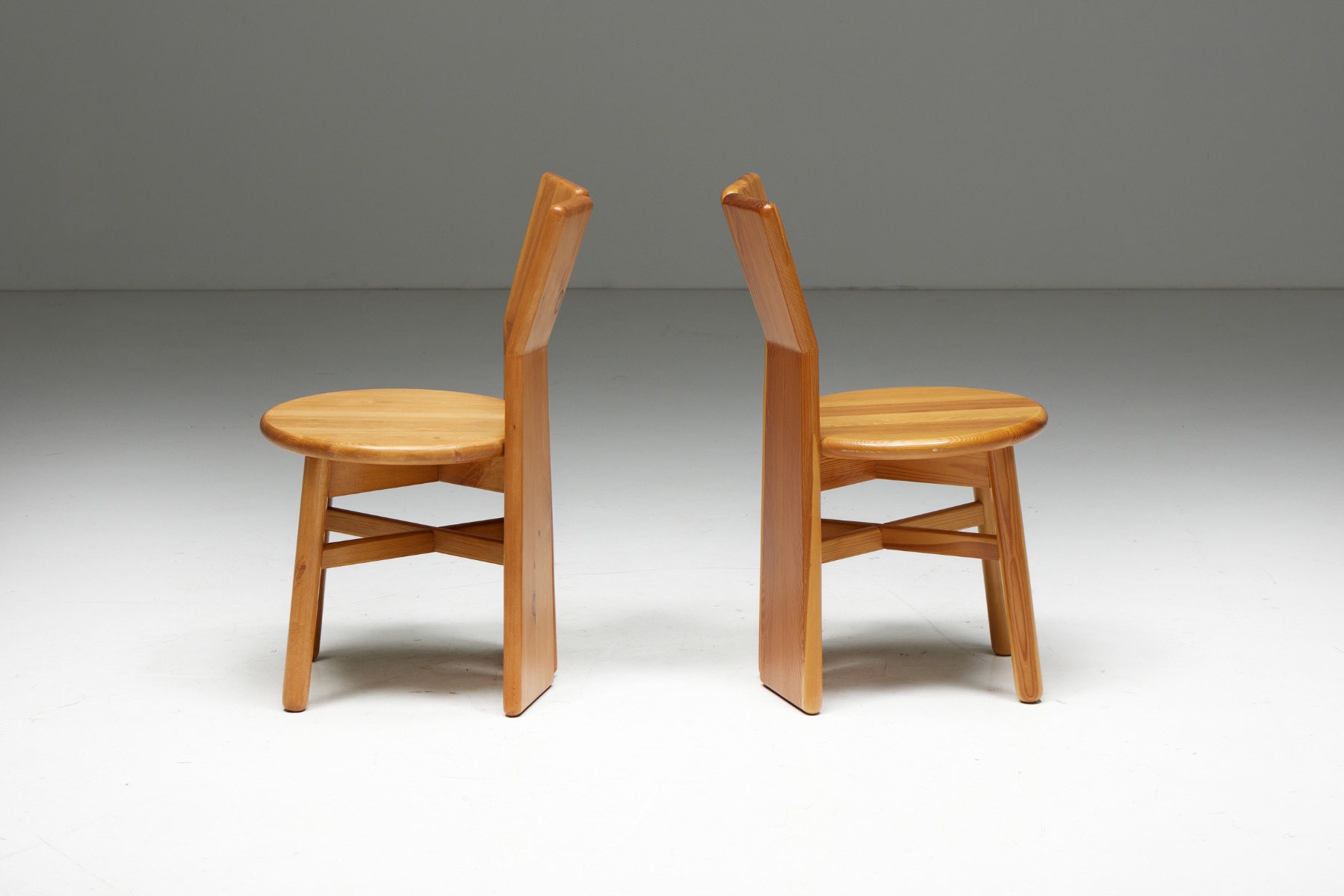 Rustic modern pine dining chairs in solid wood