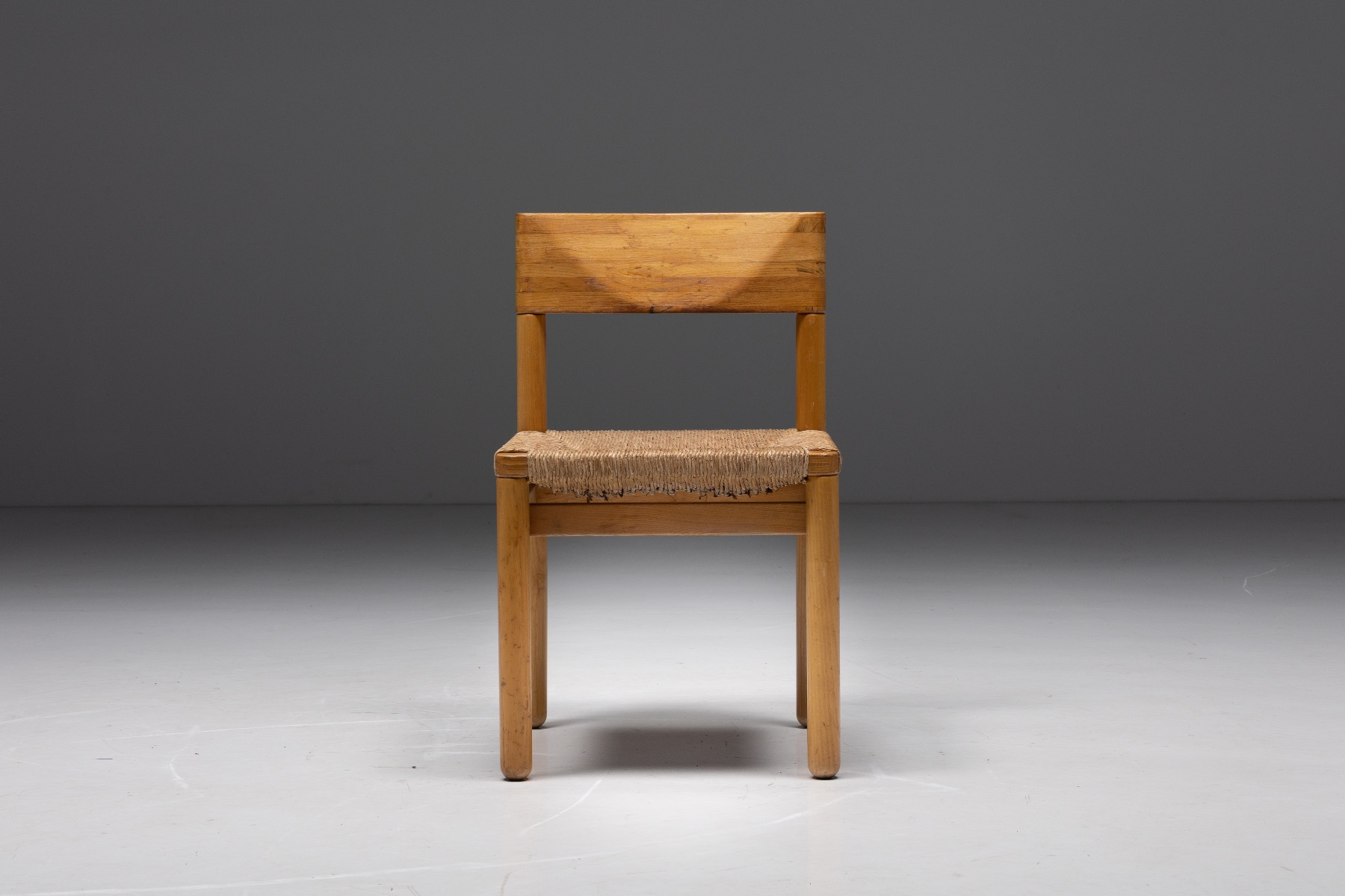 Rustic modern pine dining chairs in solid wood